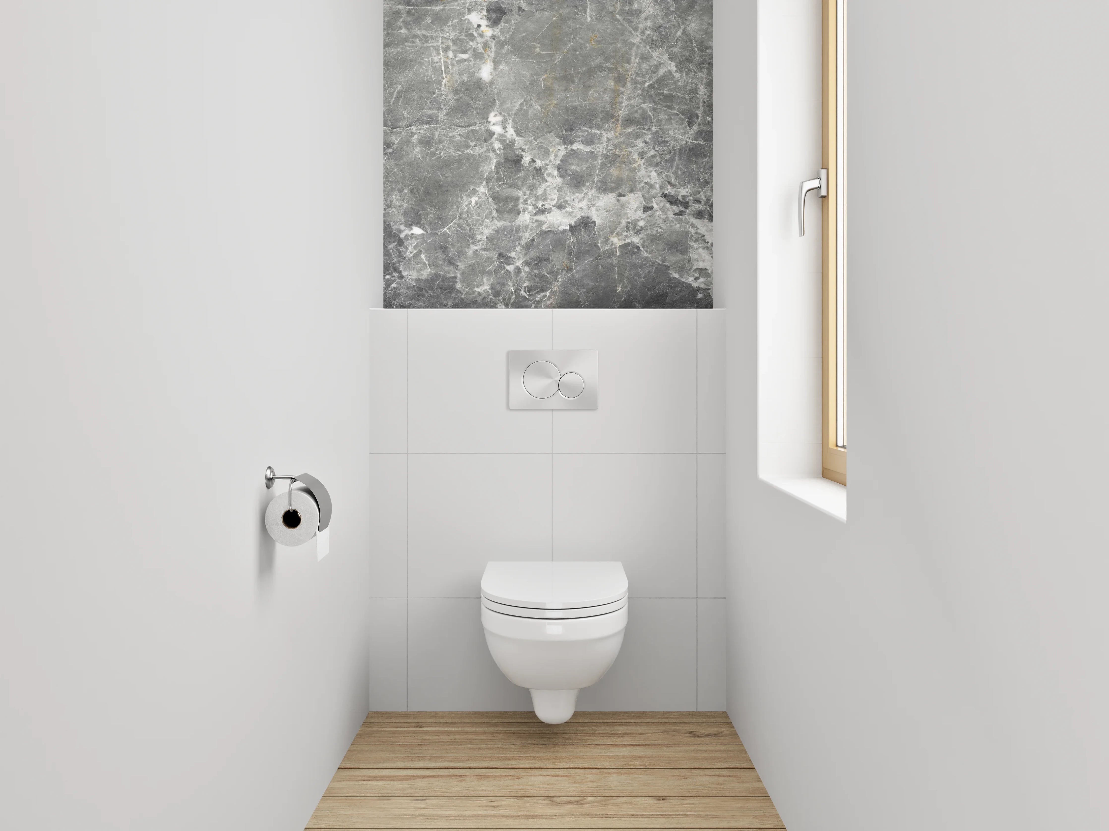 WC-Rückwand - Eleganter grauer Marmor-Look