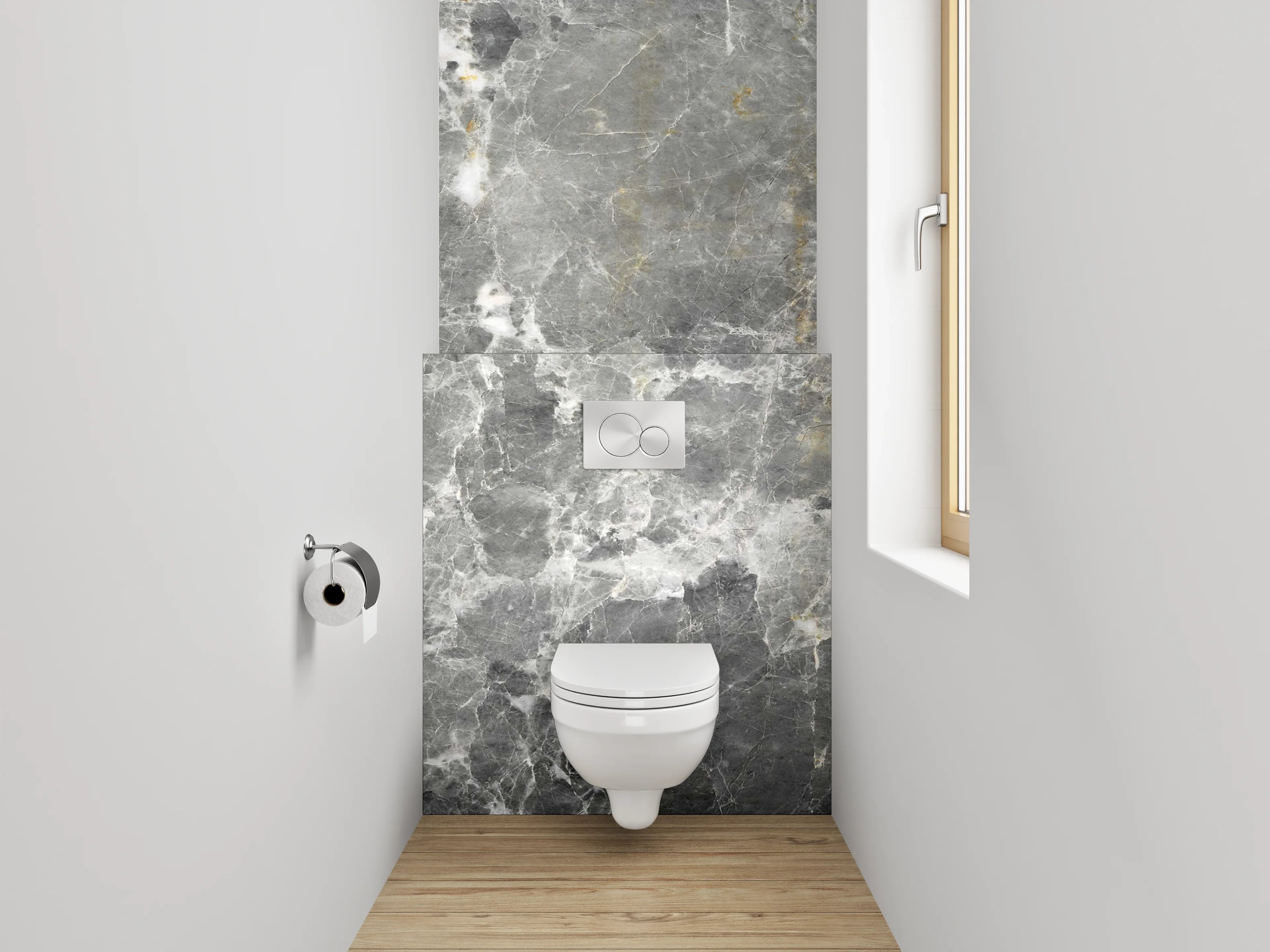 WC-Rückwand - Eleganter grauer Marmor-Look