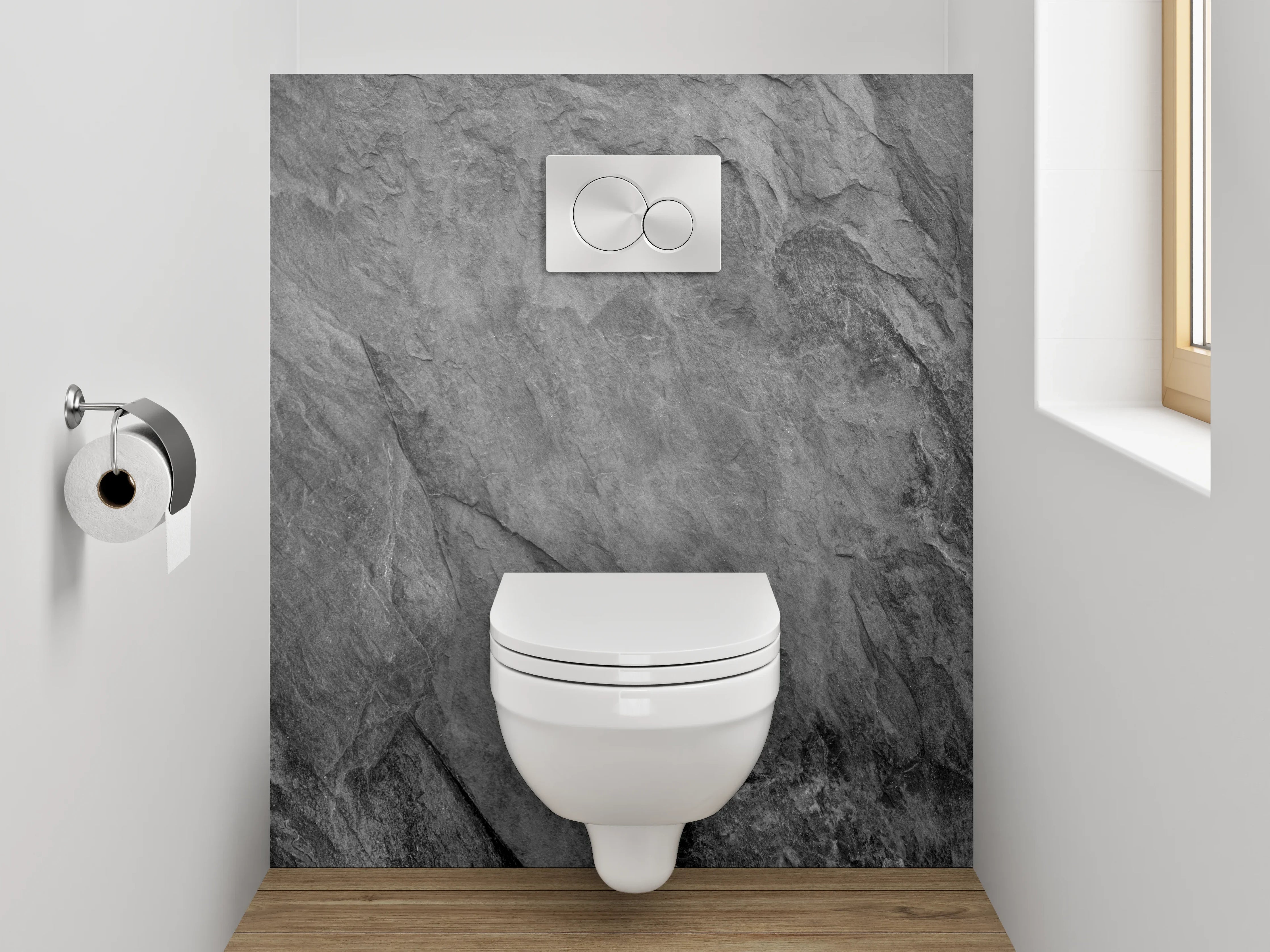 WC-Rückwand - Eleganter grauer Schiefer-Look