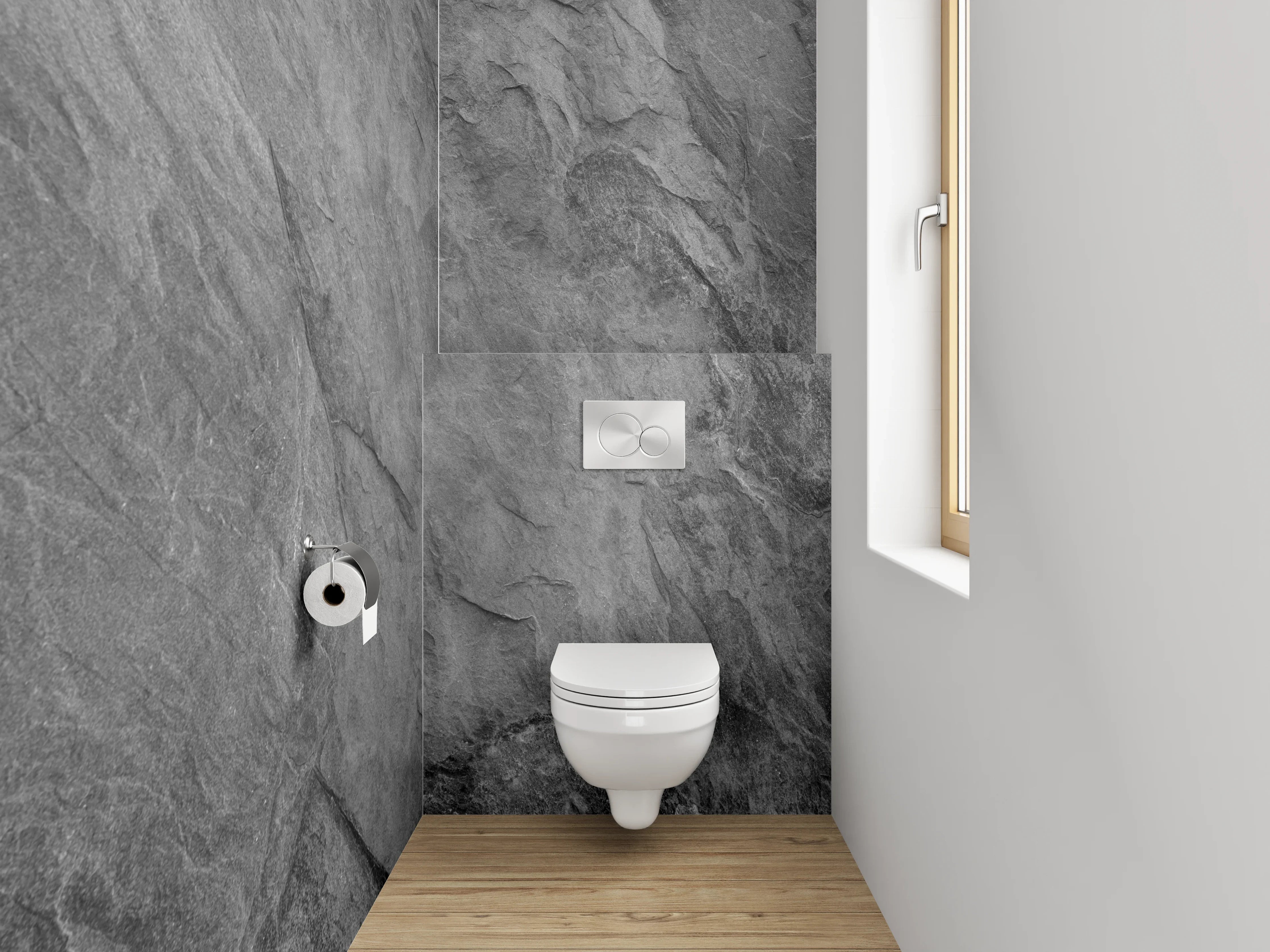 WC-Rückwand - Eleganter grauer Schiefer-Look