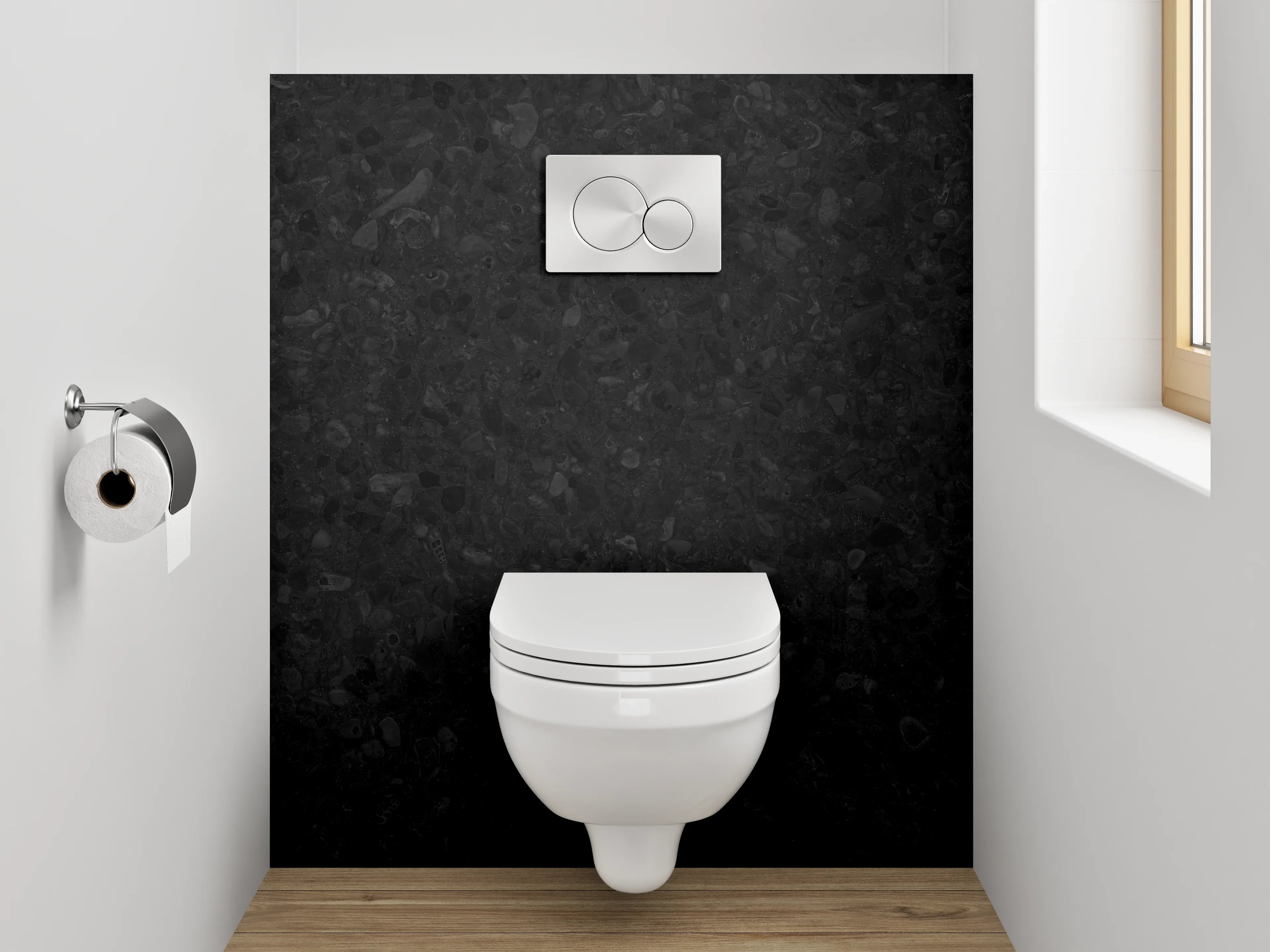 WC-Rückwand - Eleganter schwarzer Granit