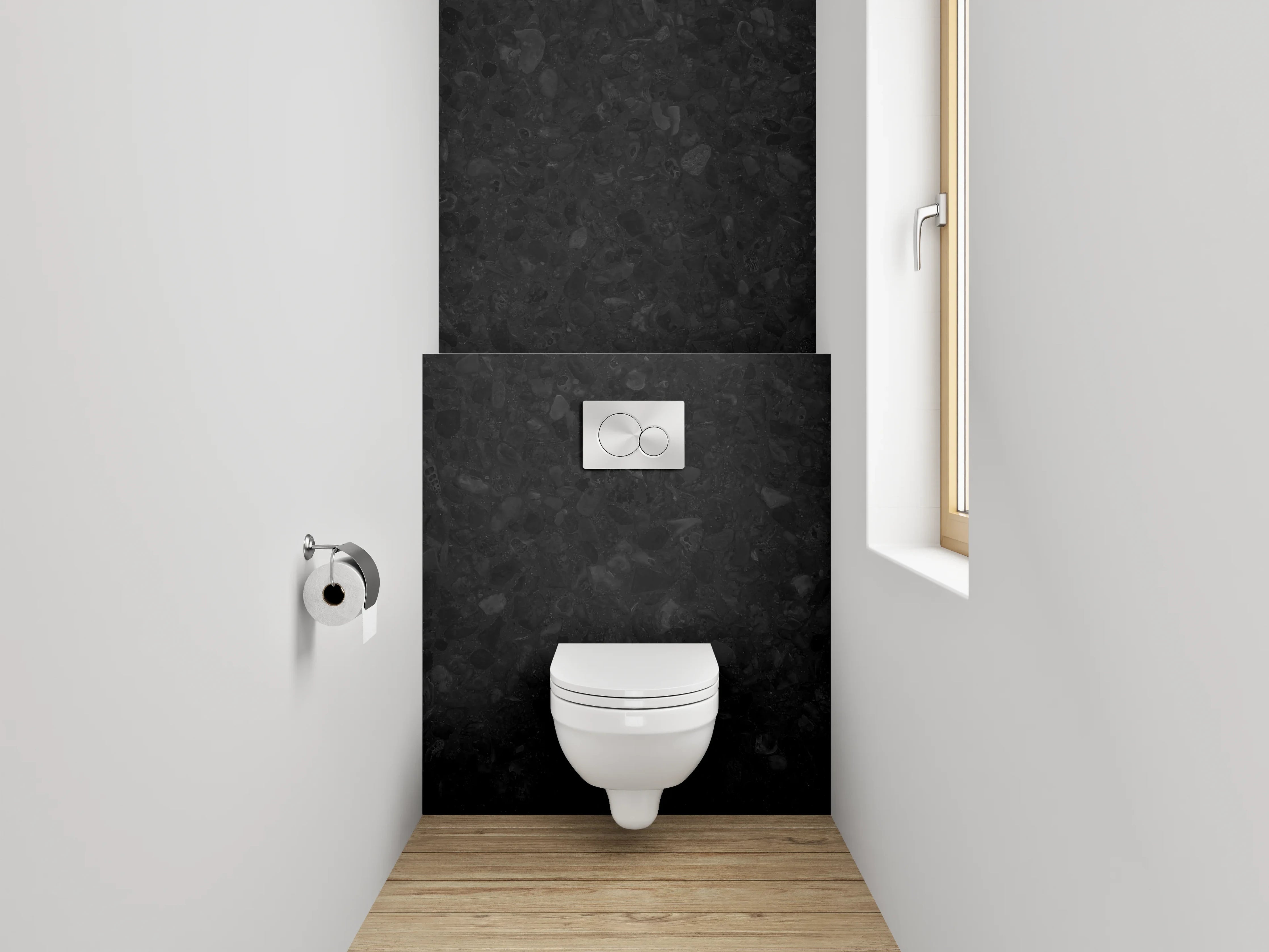 WC-Rückwand - Eleganter schwarzer Granit
