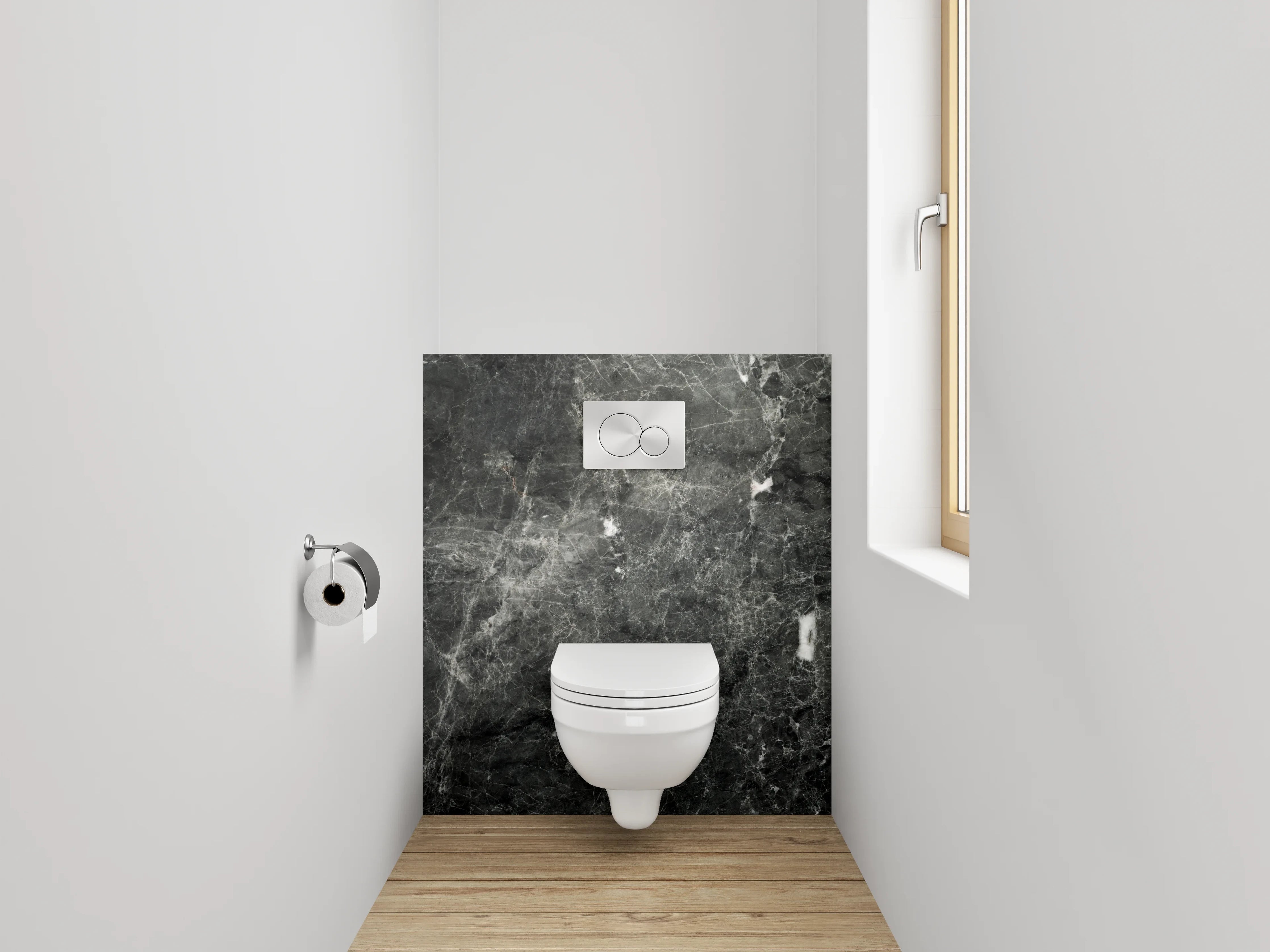 WC-Rückwand - Eleganter schwarzer Marmorlook
