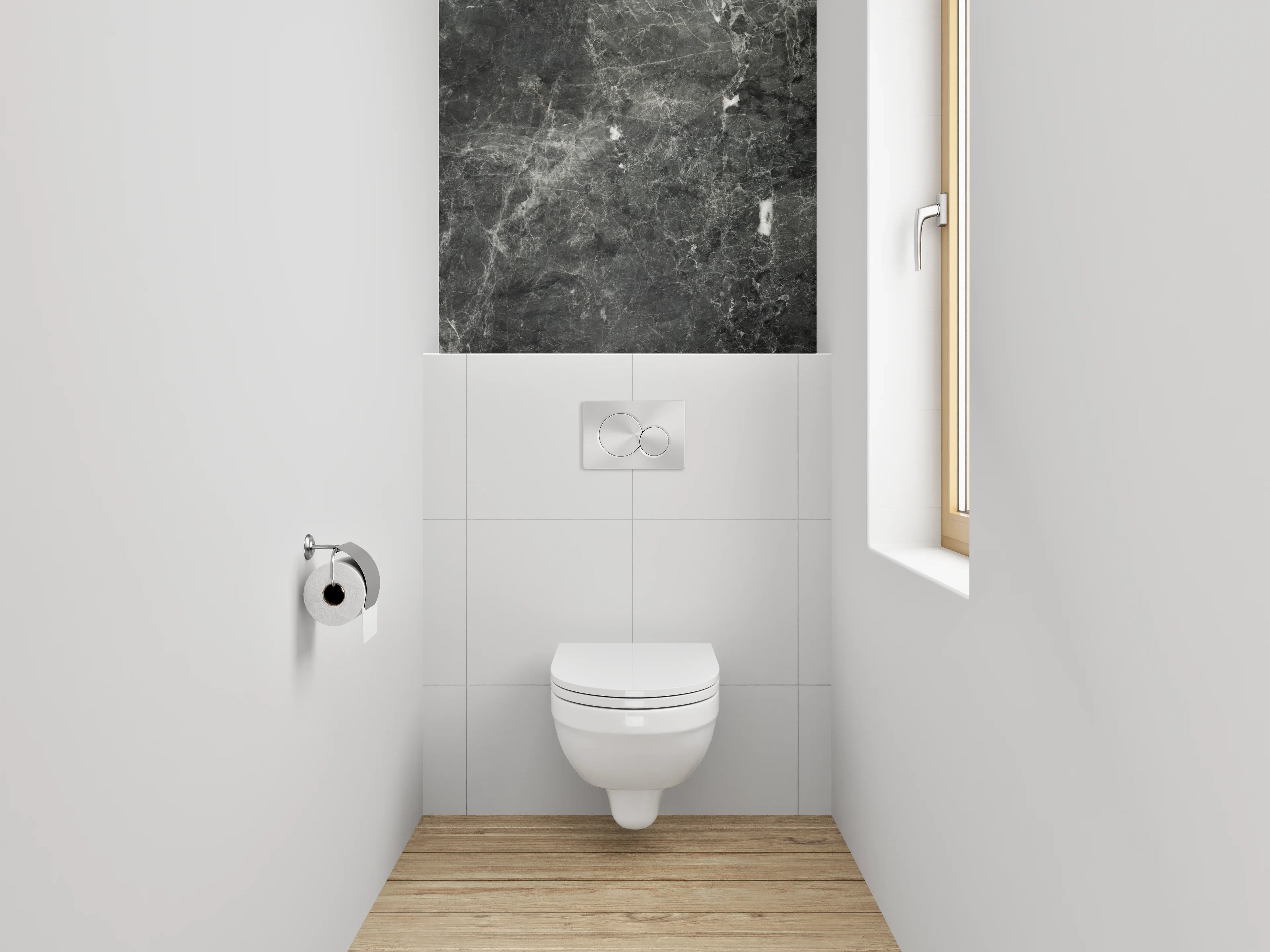 WC-Rückwand - Eleganter schwarzer Marmorlook