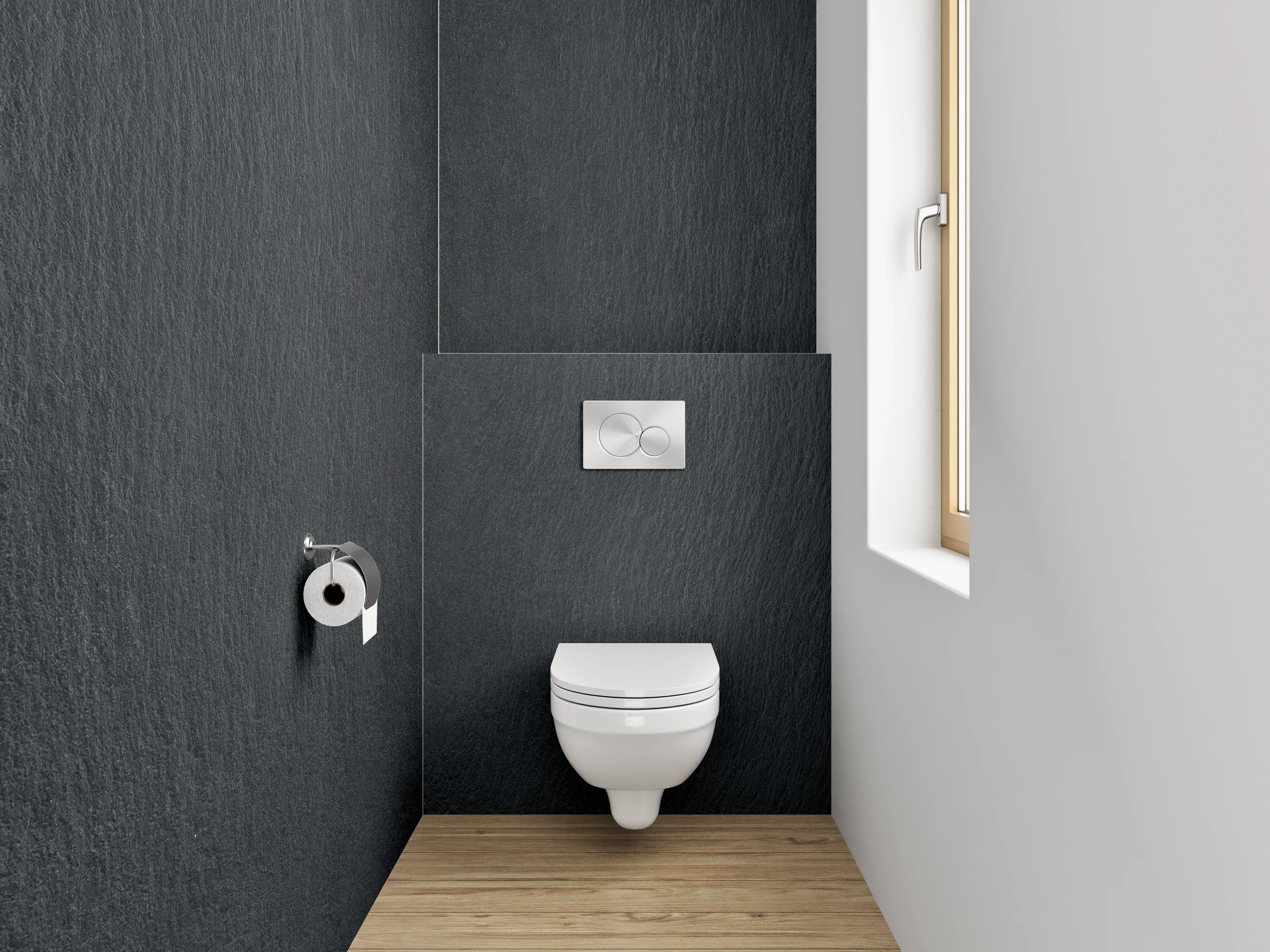 WC-Rückwand - Eleganter schwarzer Schiefer-Look