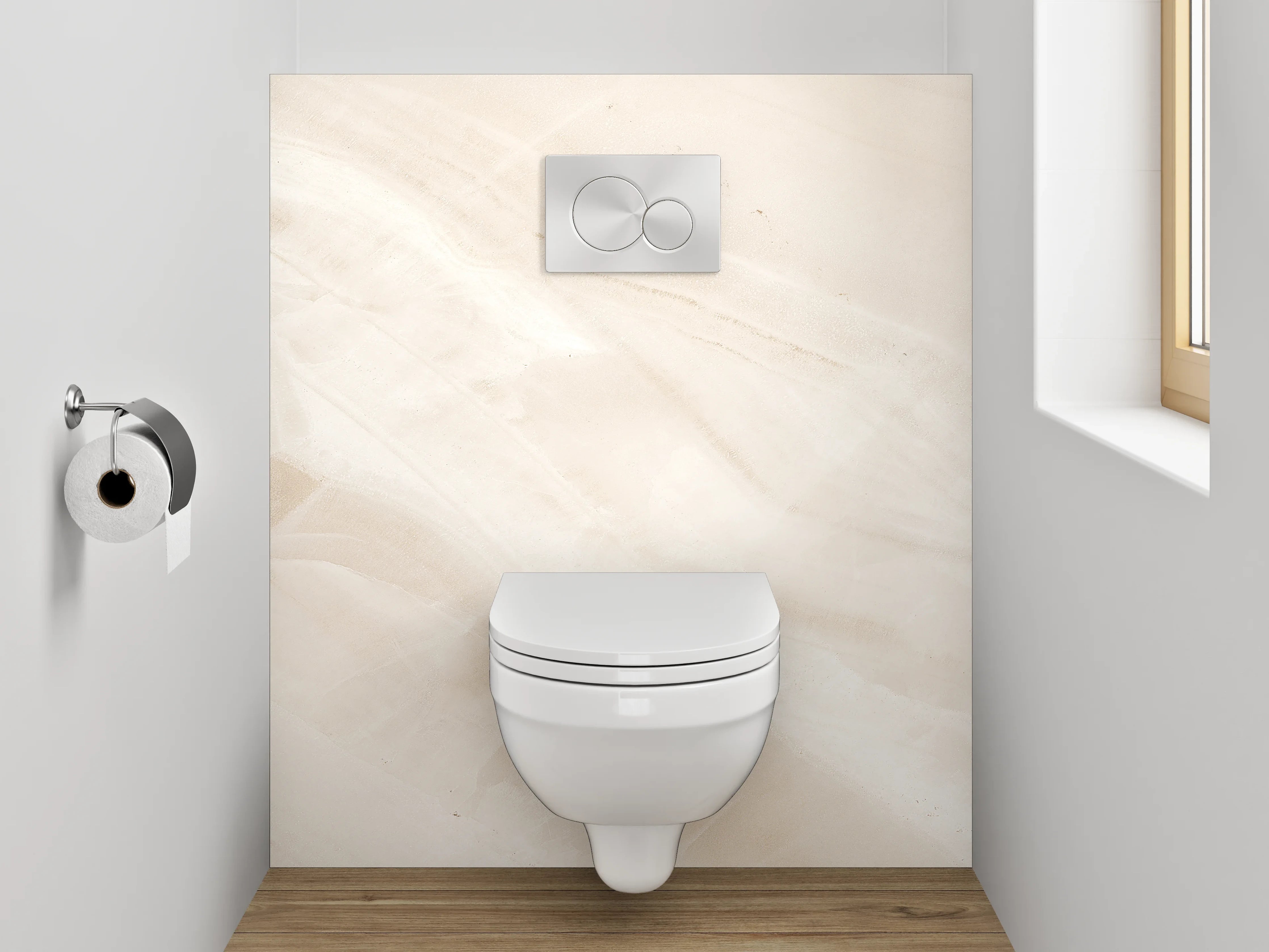 WC-Rückwand - Eleganter weißer Marmor-Look