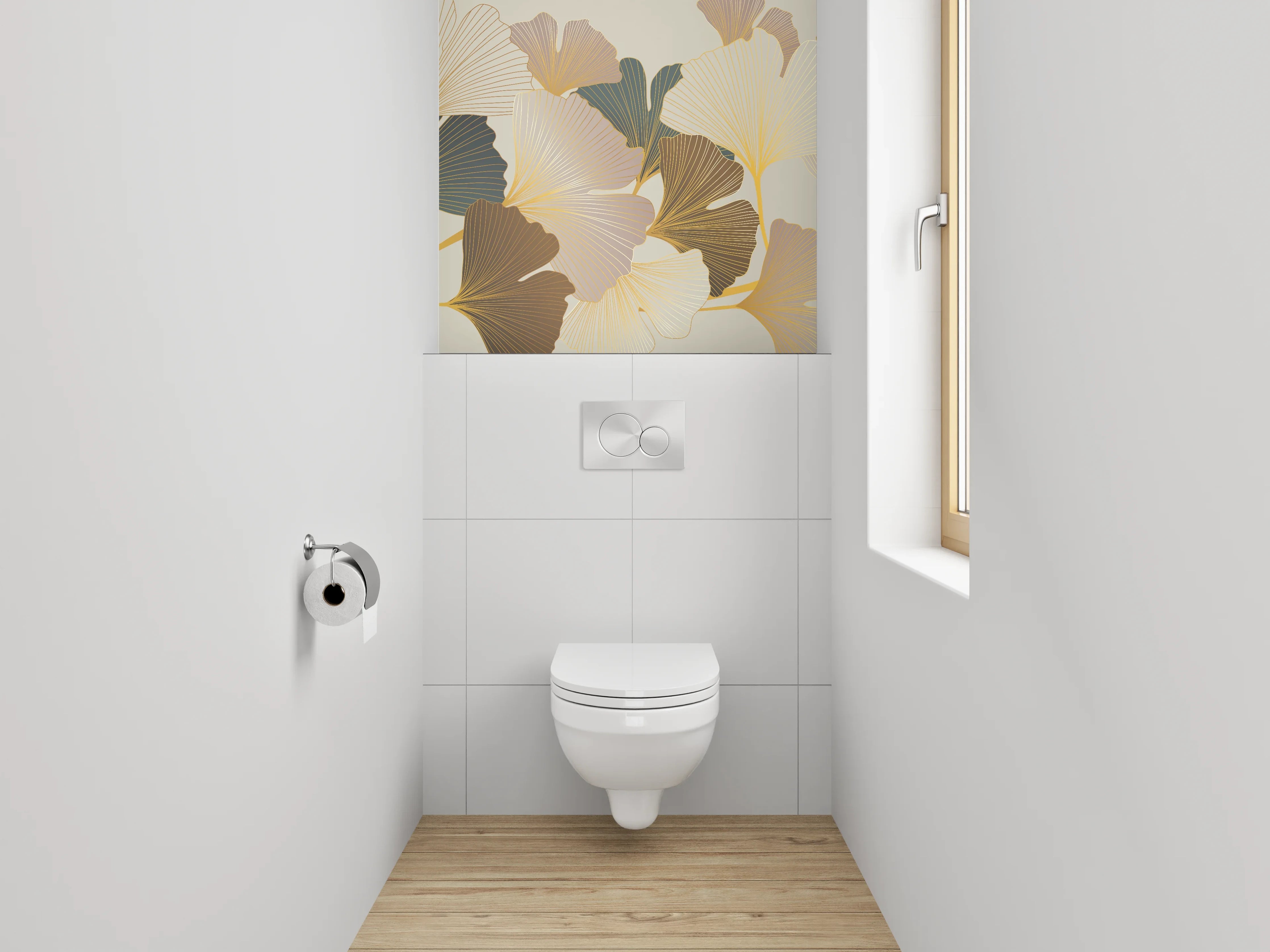 WC-Rückwand - Elegantes Gingko Blatt Kunstmotiv
