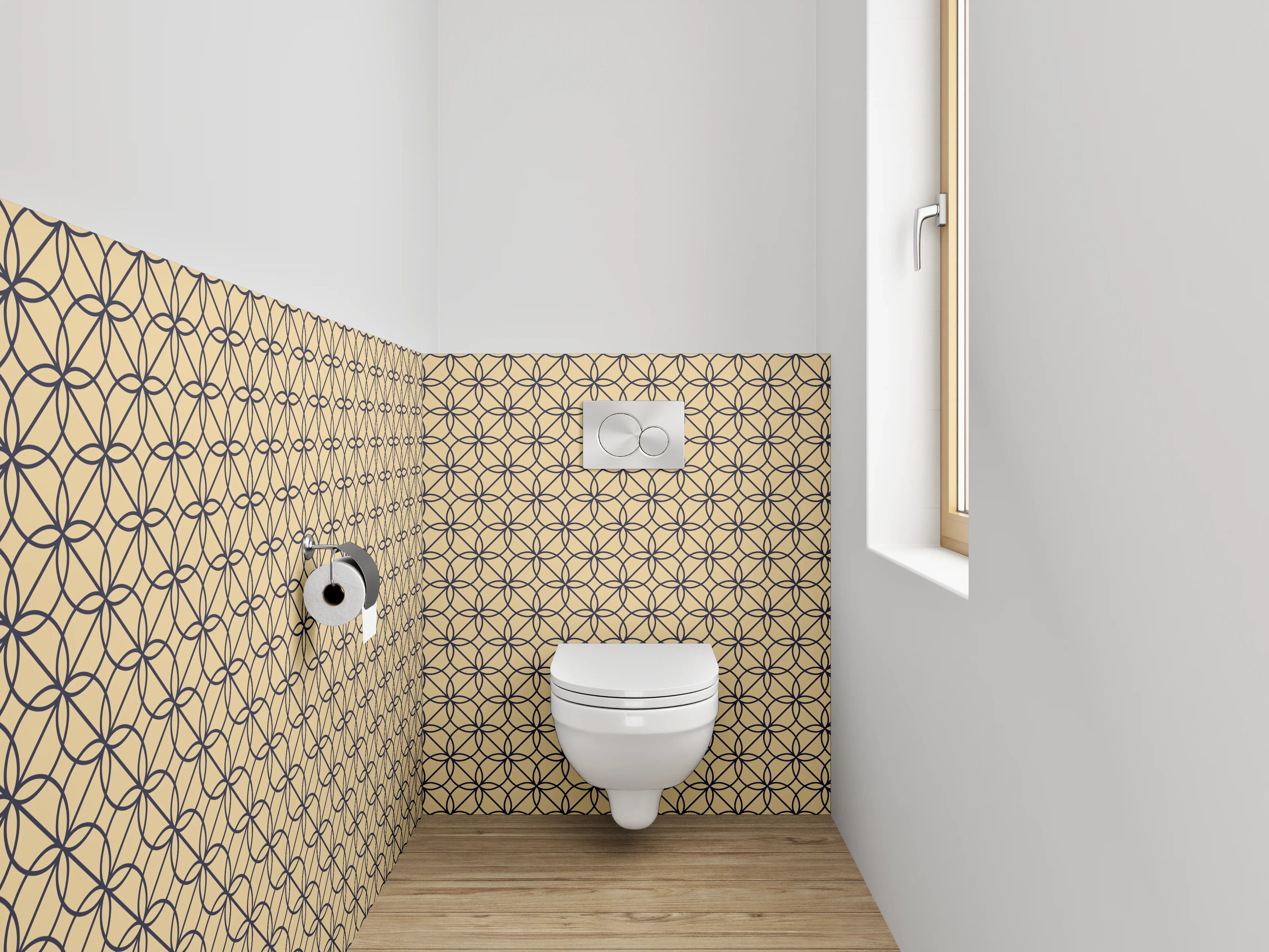 WC-Rückwand - Elegantes Gold Muster mit geometrischen Linien