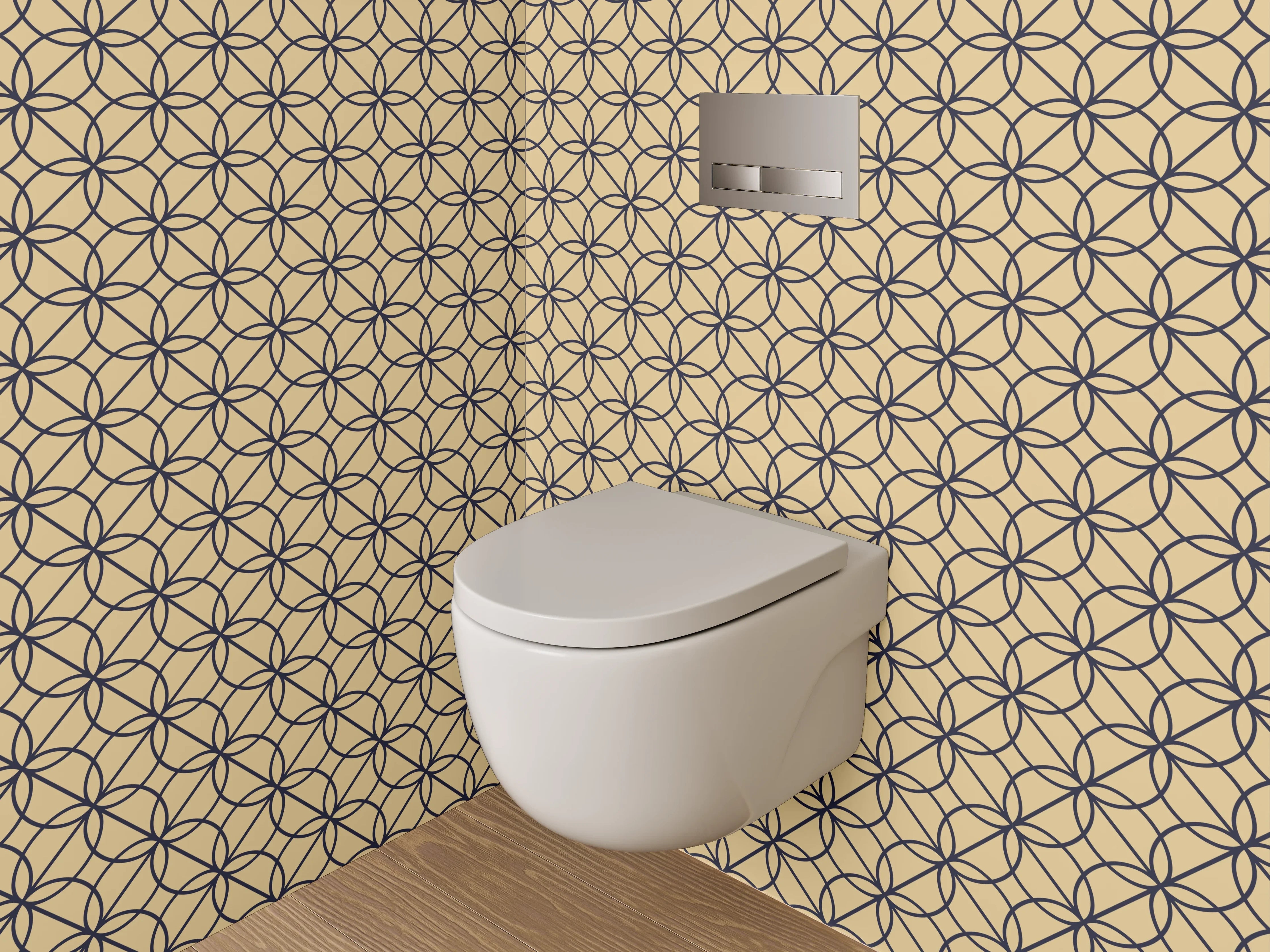 WC-Rückwand - Elegantes Gold Muster mit geometrischen Linien