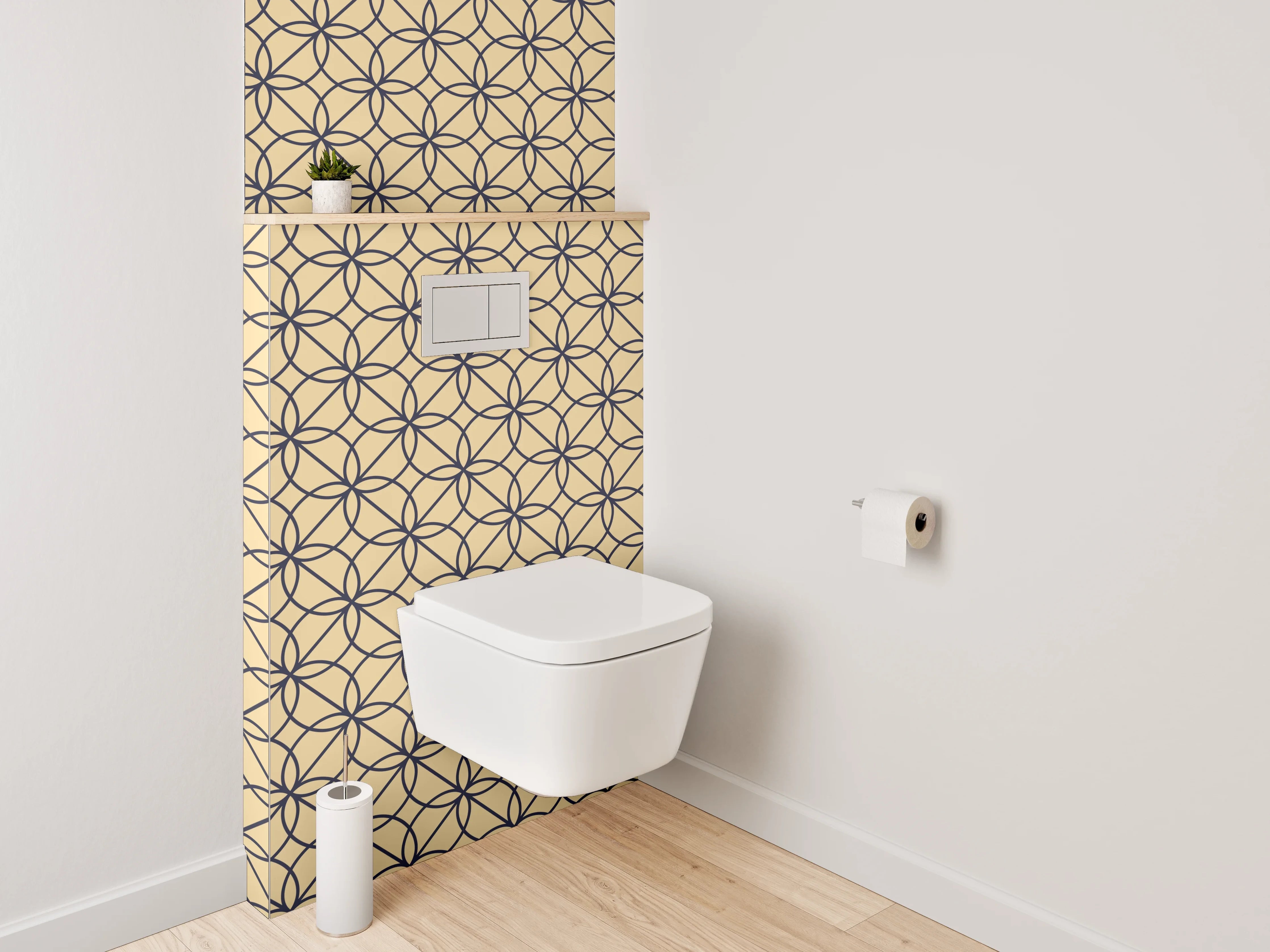WC-Rückwand - Elegantes Gold Muster mit geometrischen Linien