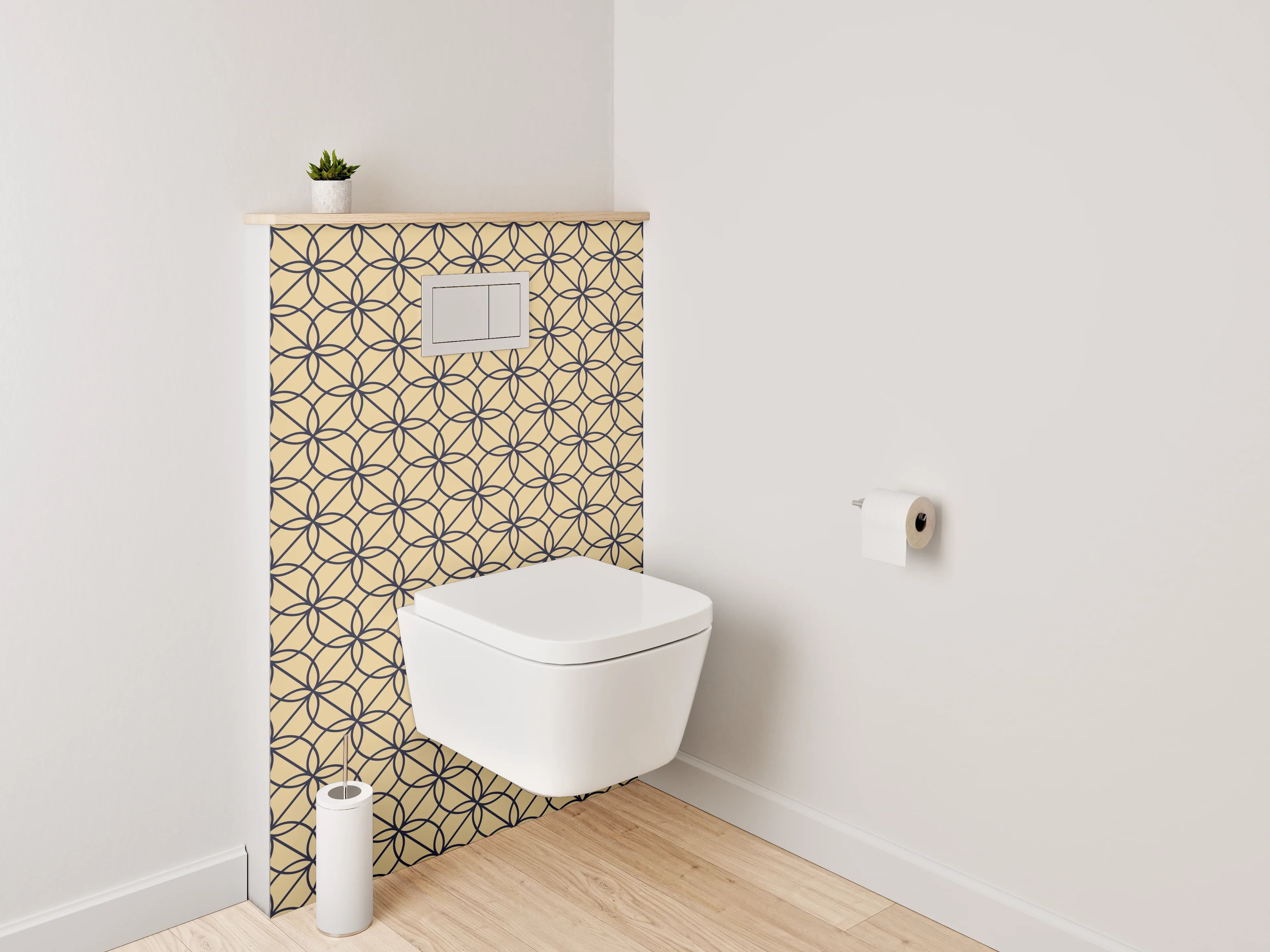 WC-Rückwand - Elegantes Gold Muster mit geometrischen Linien