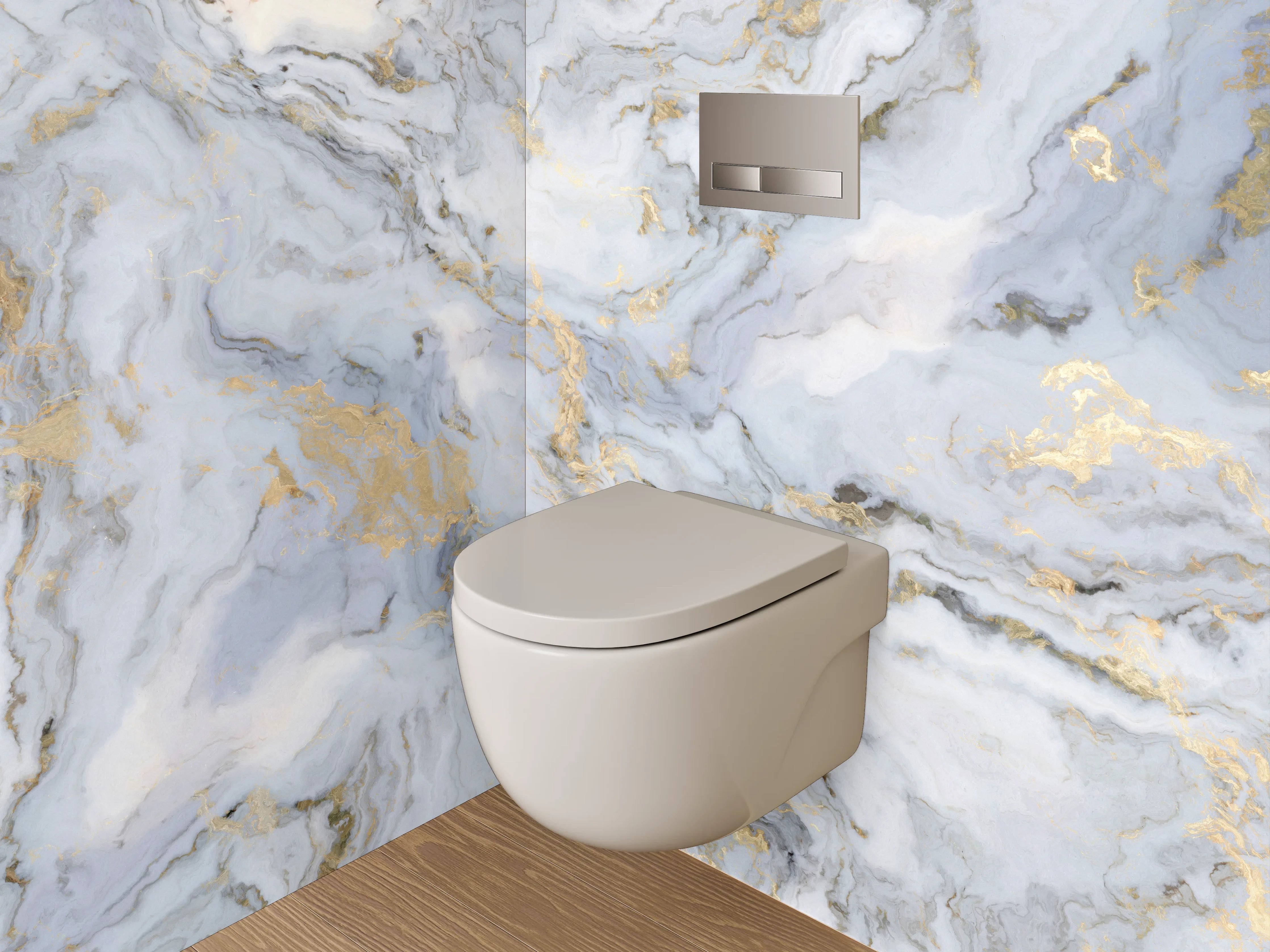 WC-Rückwand - Elegantes Marmor-Design in Weiß und Grau