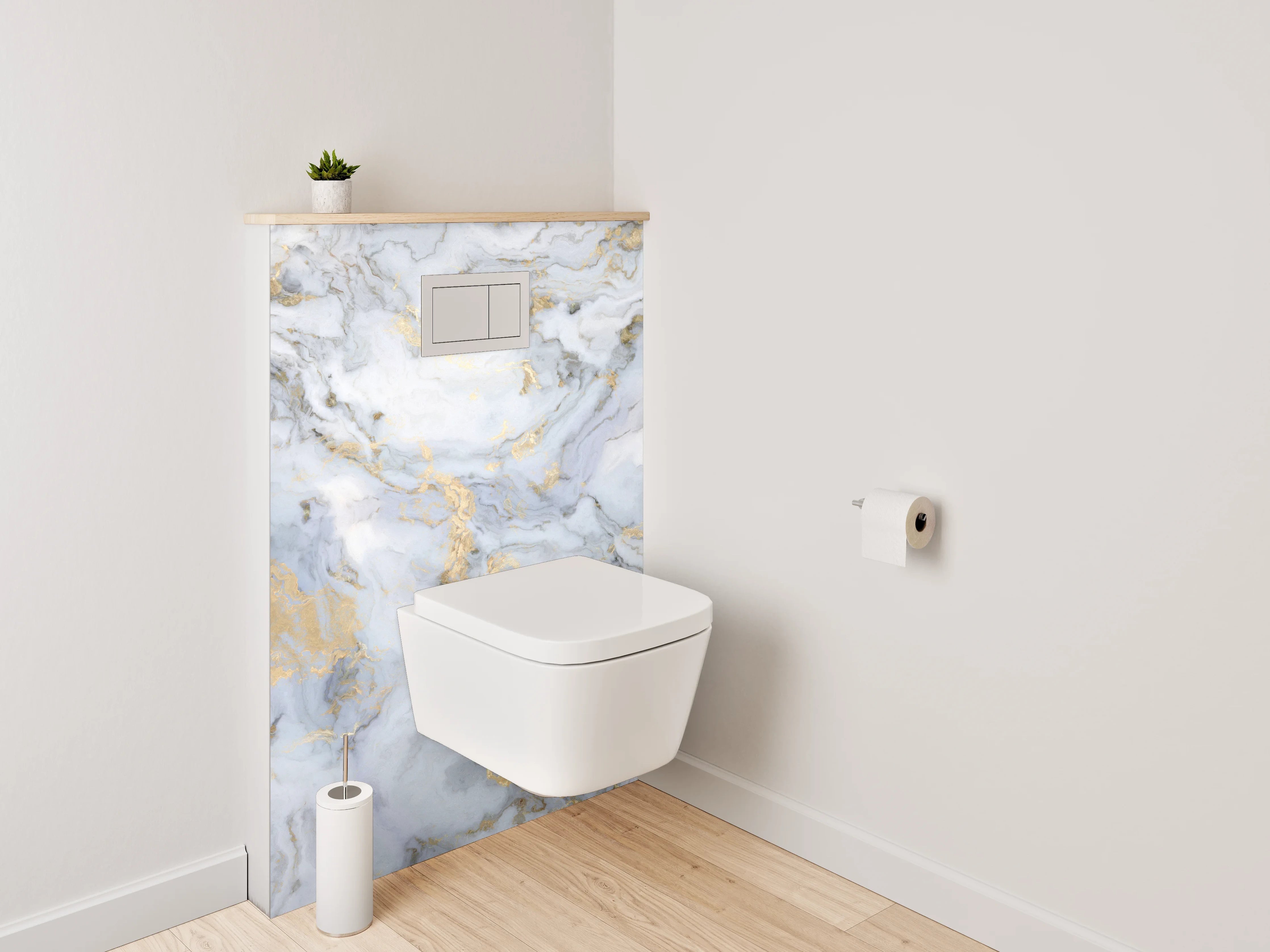 WC-Rückwand - Elegantes Marmor-Design in Weiß und Grau