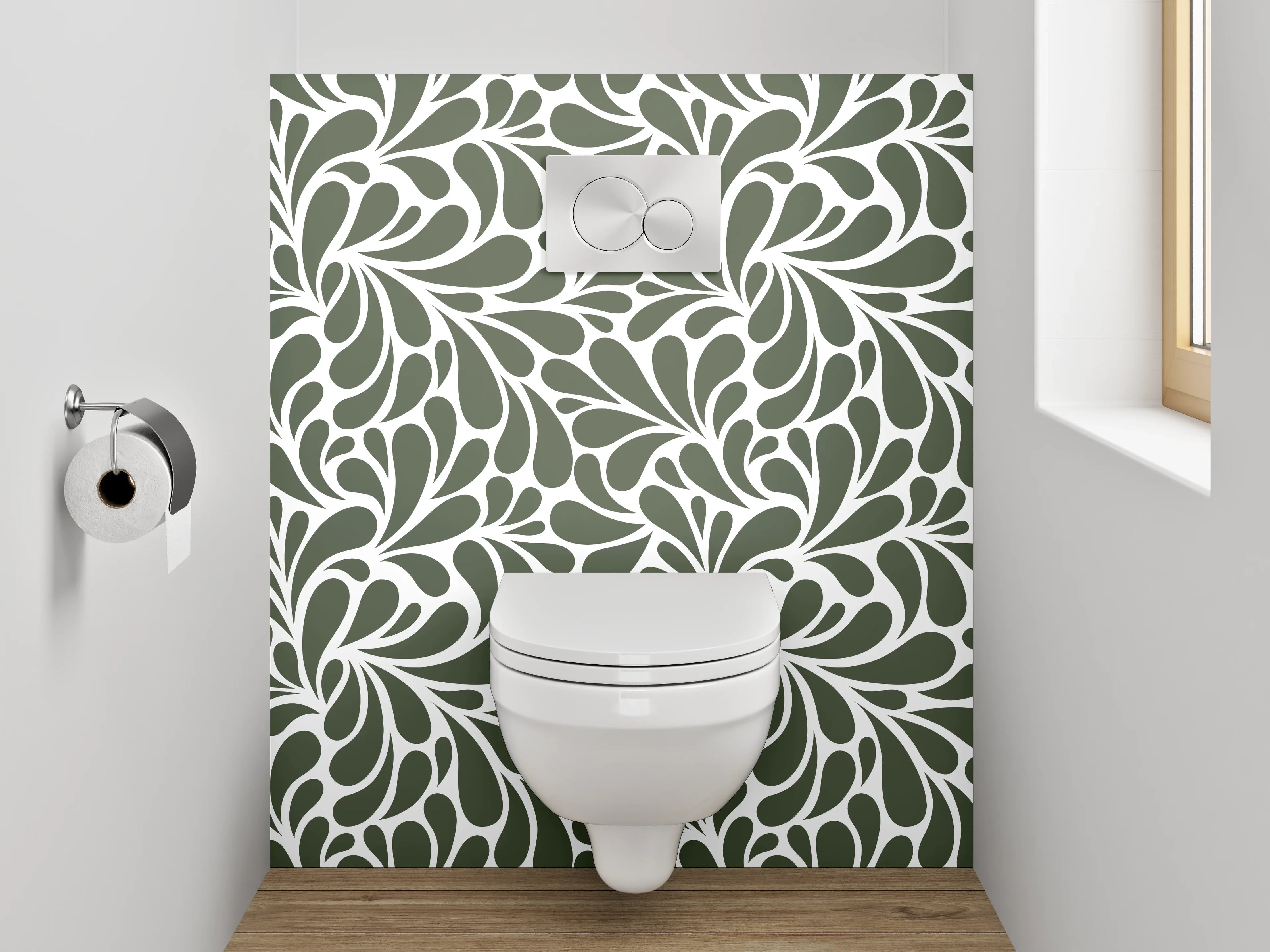 WC-Rückwand - Elegantes Ornamentmuster in Erdtönen