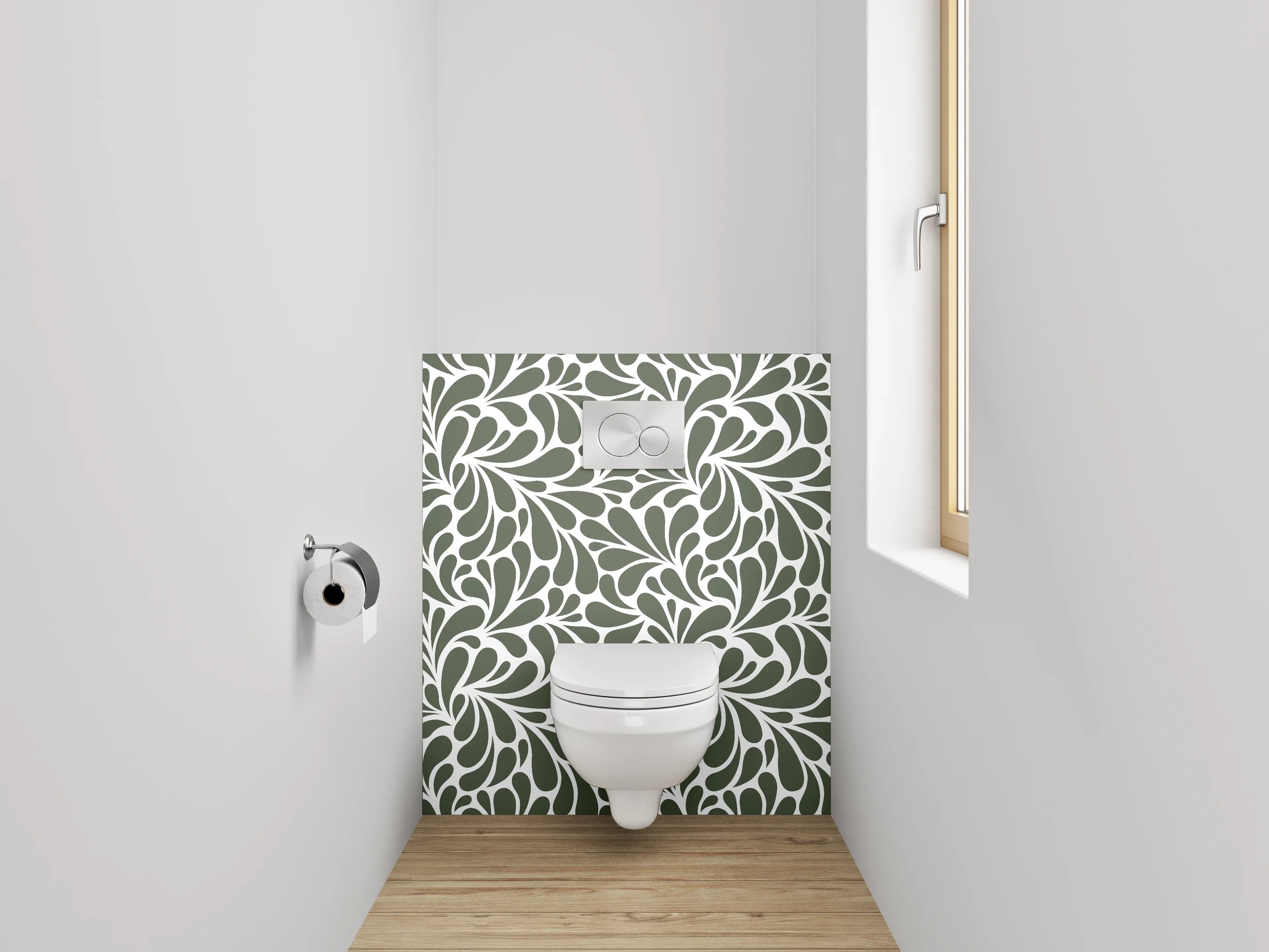WC-Rückwand - Elegantes Ornamentmuster in Erdtönen