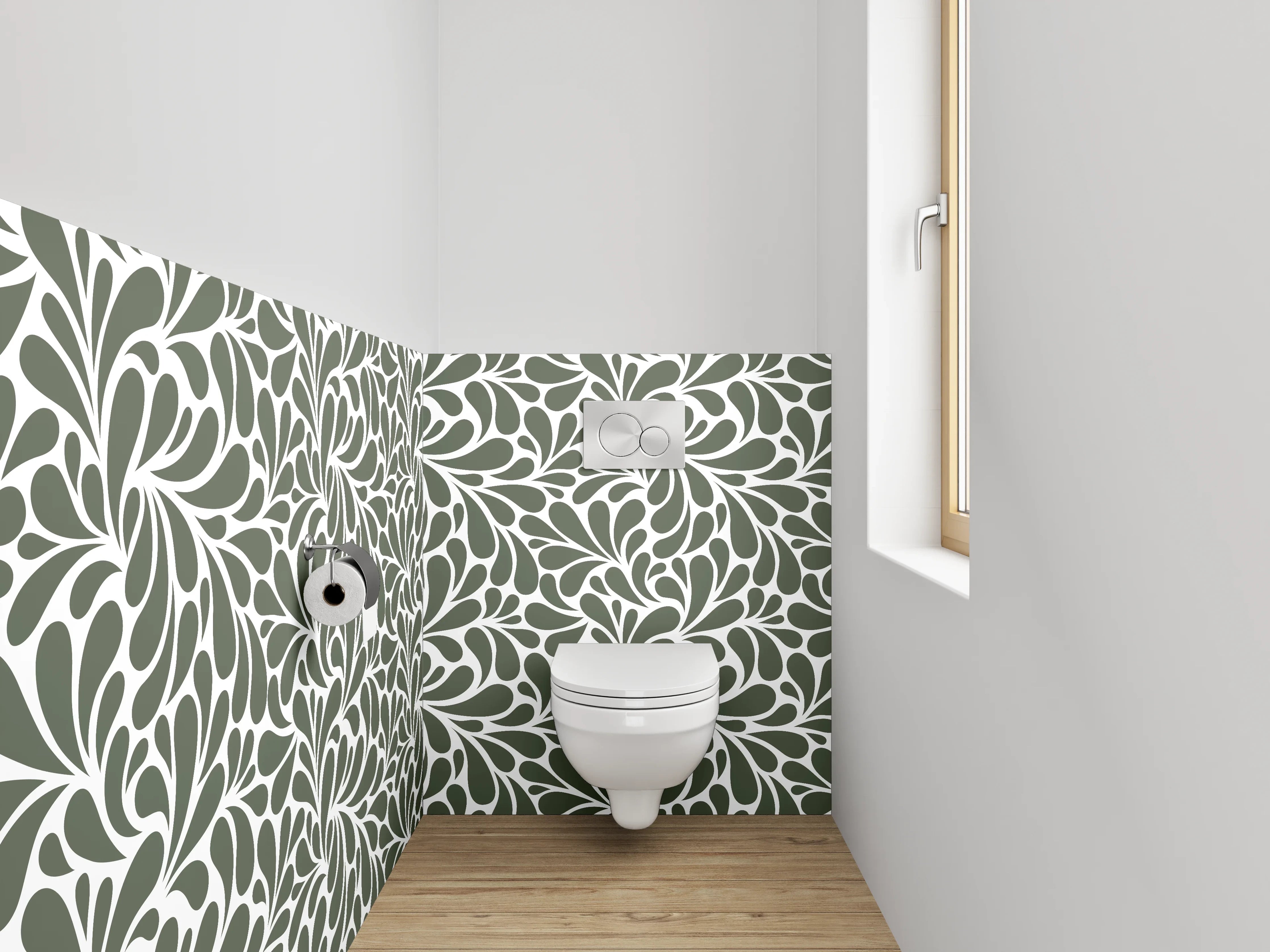 WC-Rückwand - Elegantes Ornamentmuster in Erdtönen