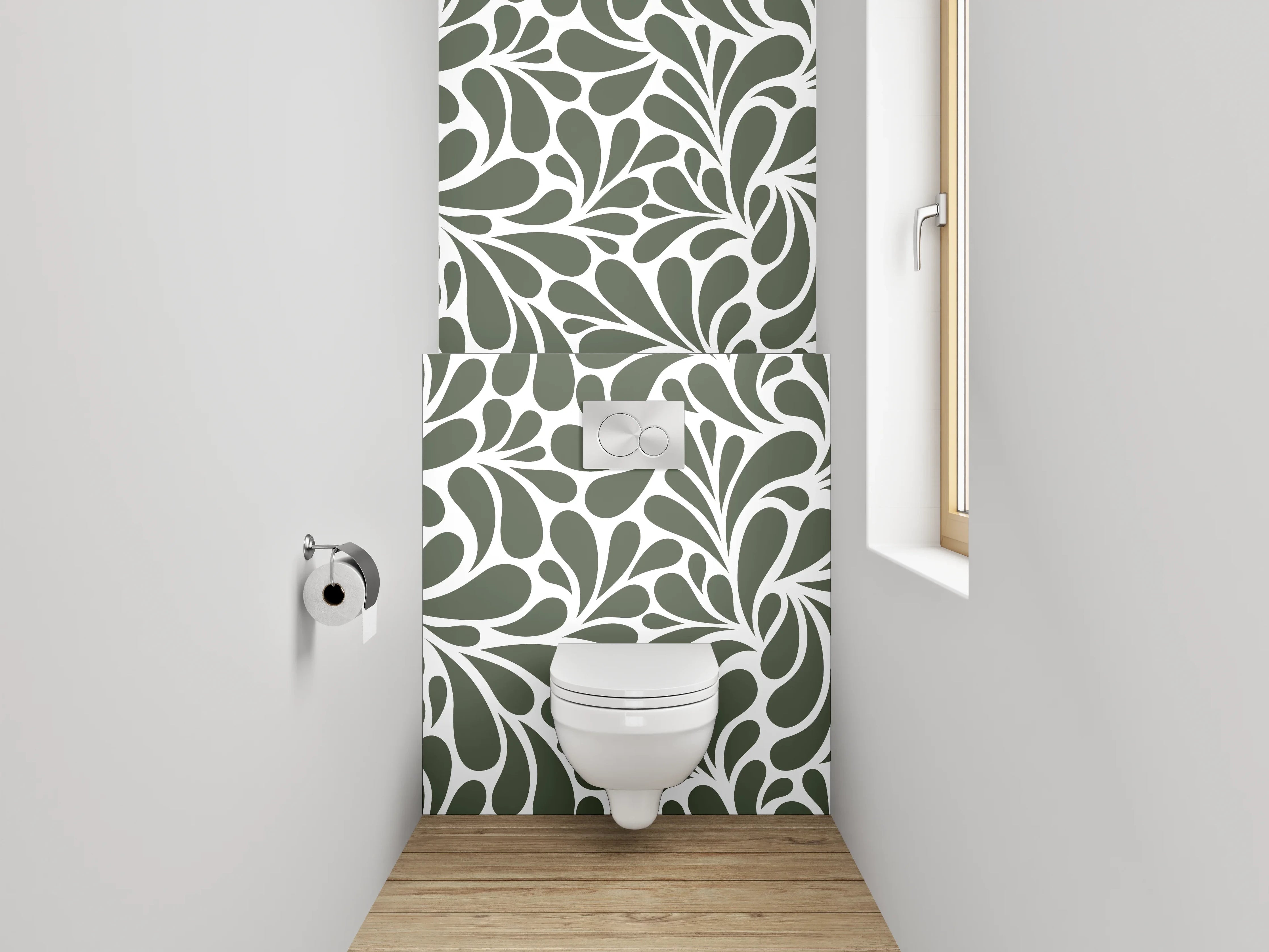 WC-Rückwand - Elegantes Ornamentmuster in Erdtönen