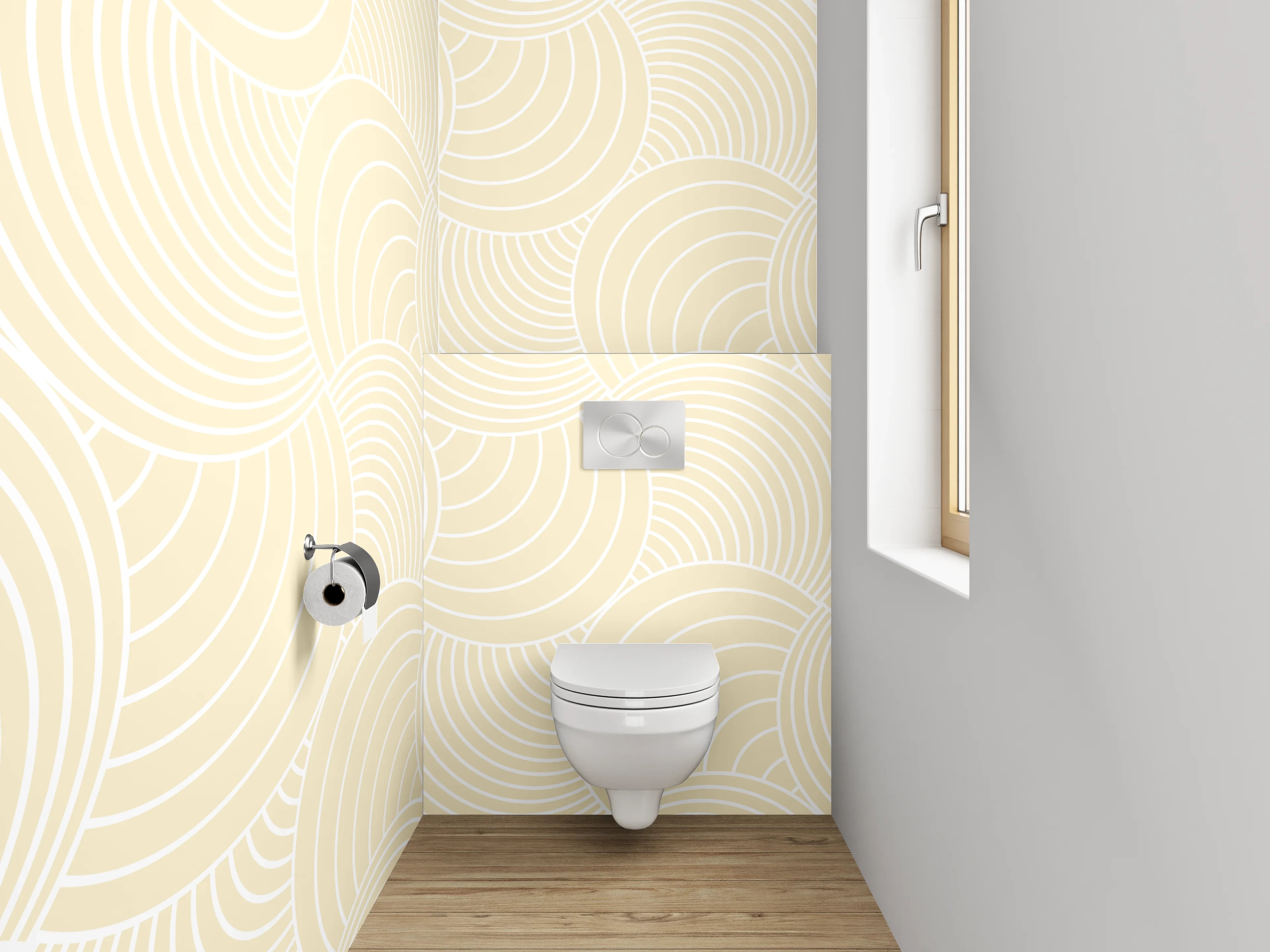 WC-Rückwand - Elegantes Wellenmuster in Beige