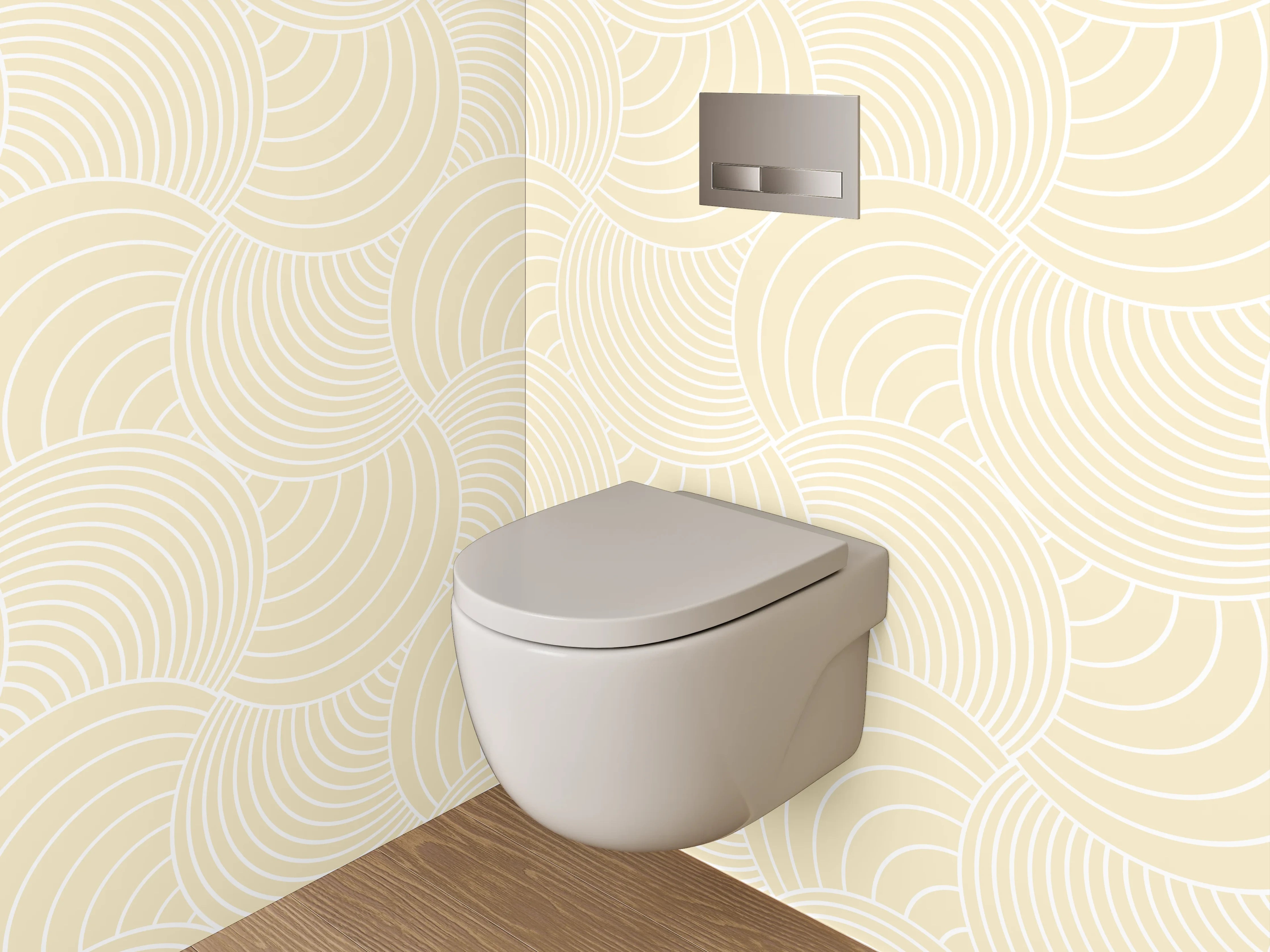 WC-Rückwand - Elegantes Wellenmuster in Beige