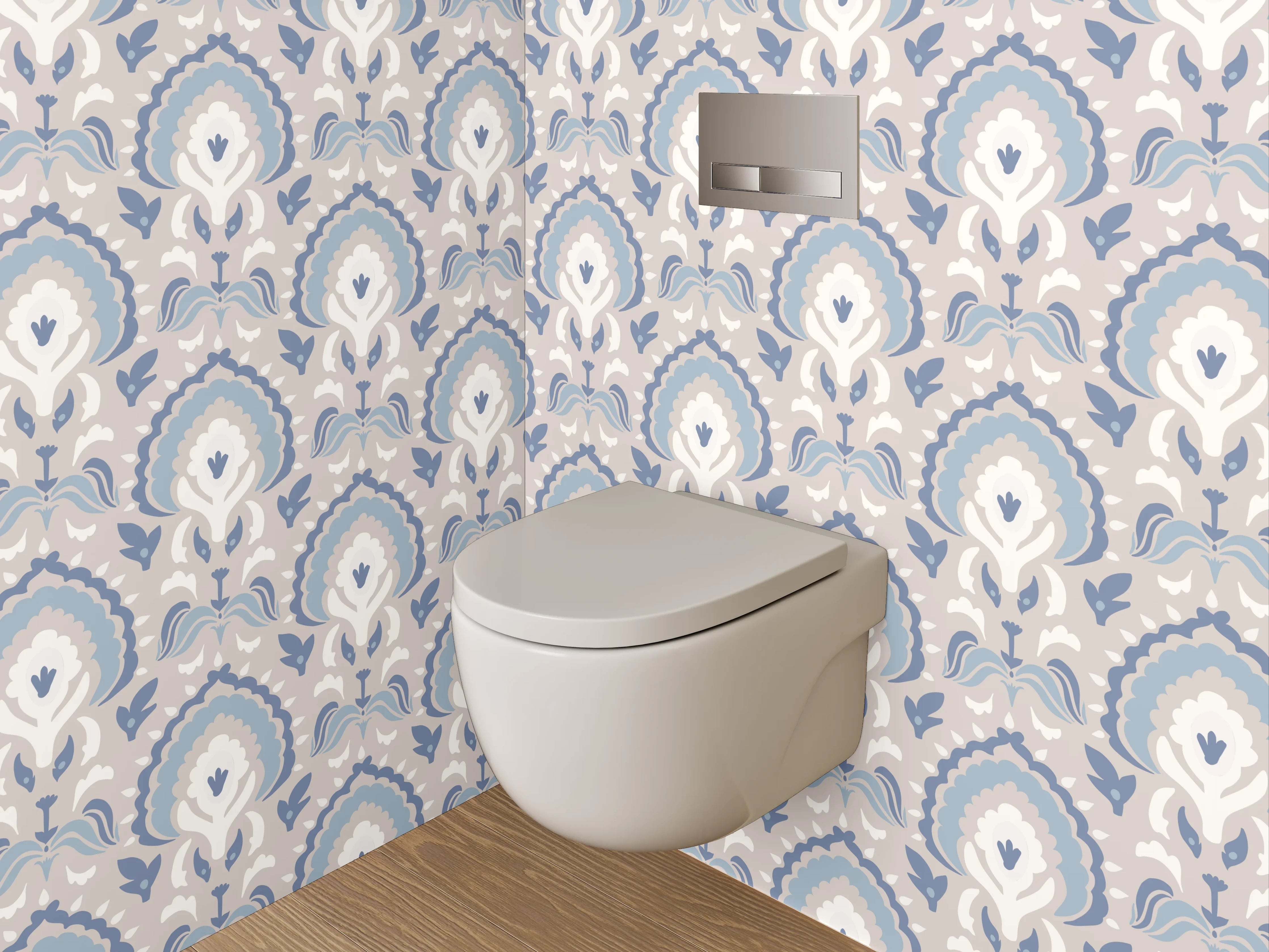 WC-Rückwand - Elegantes silbernes Muster