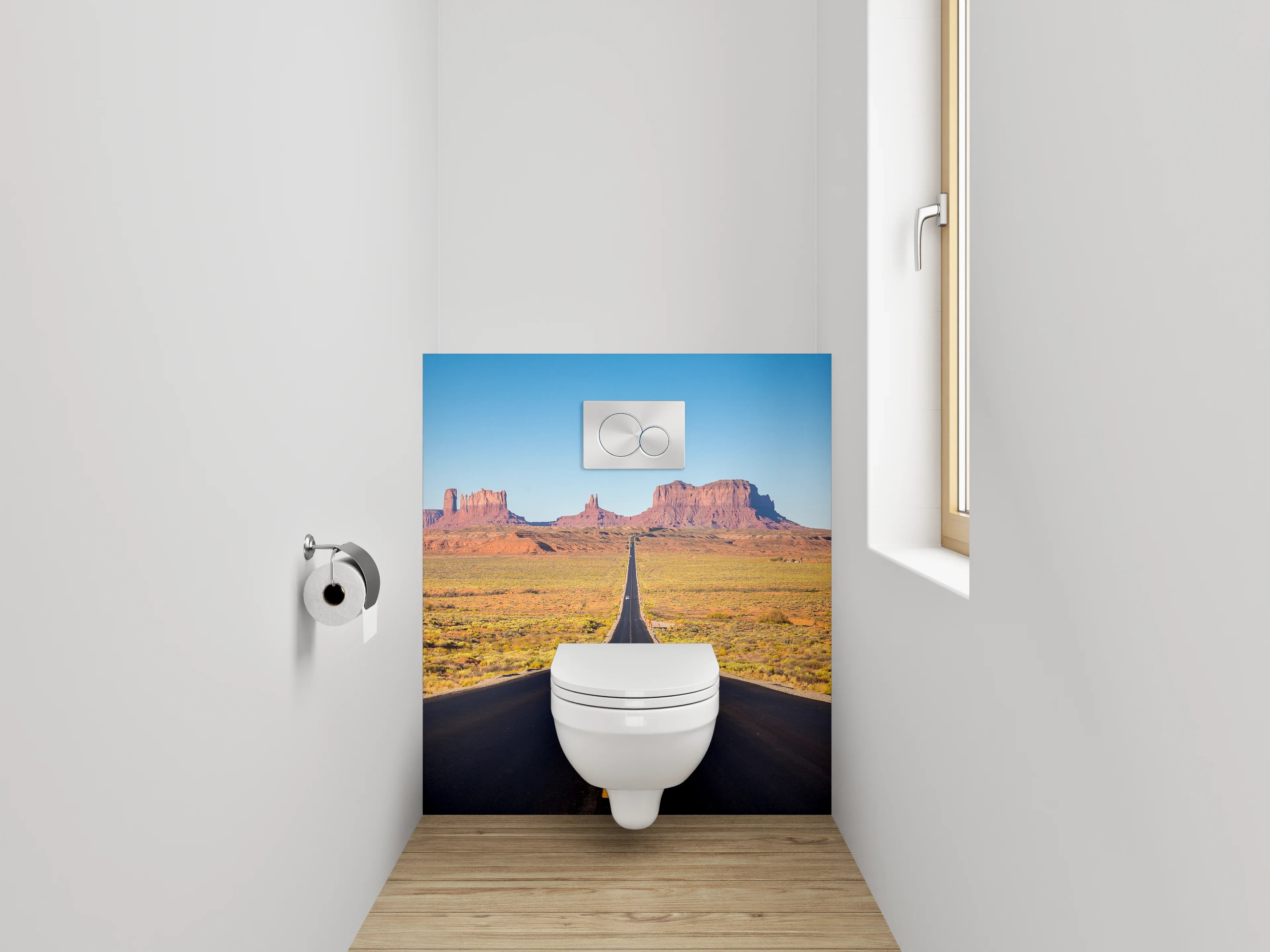WC-Rückwand - Endlose Straße im Monument Valley