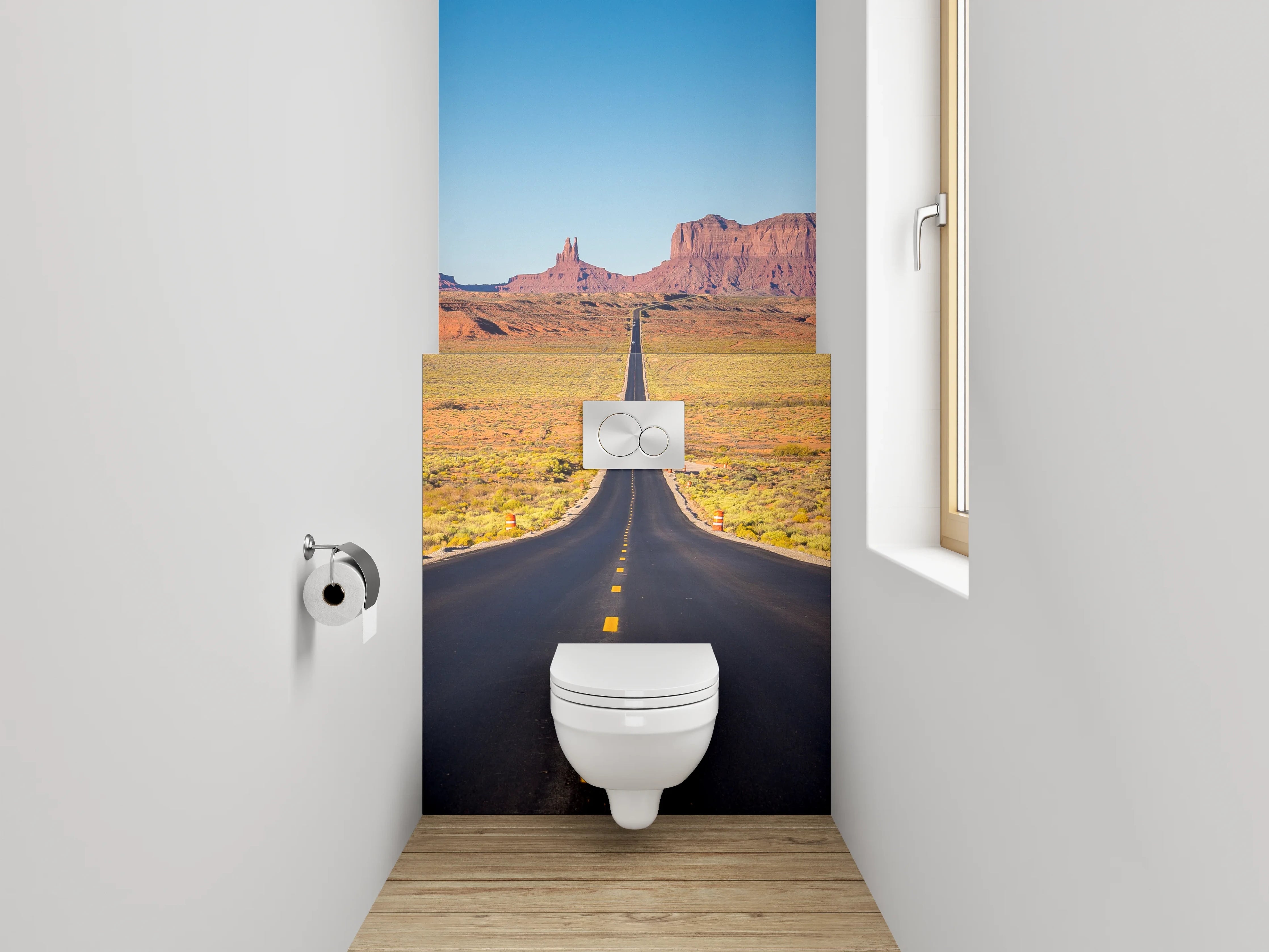 WC-Rückwand - Endlose Straße im Monument Valley