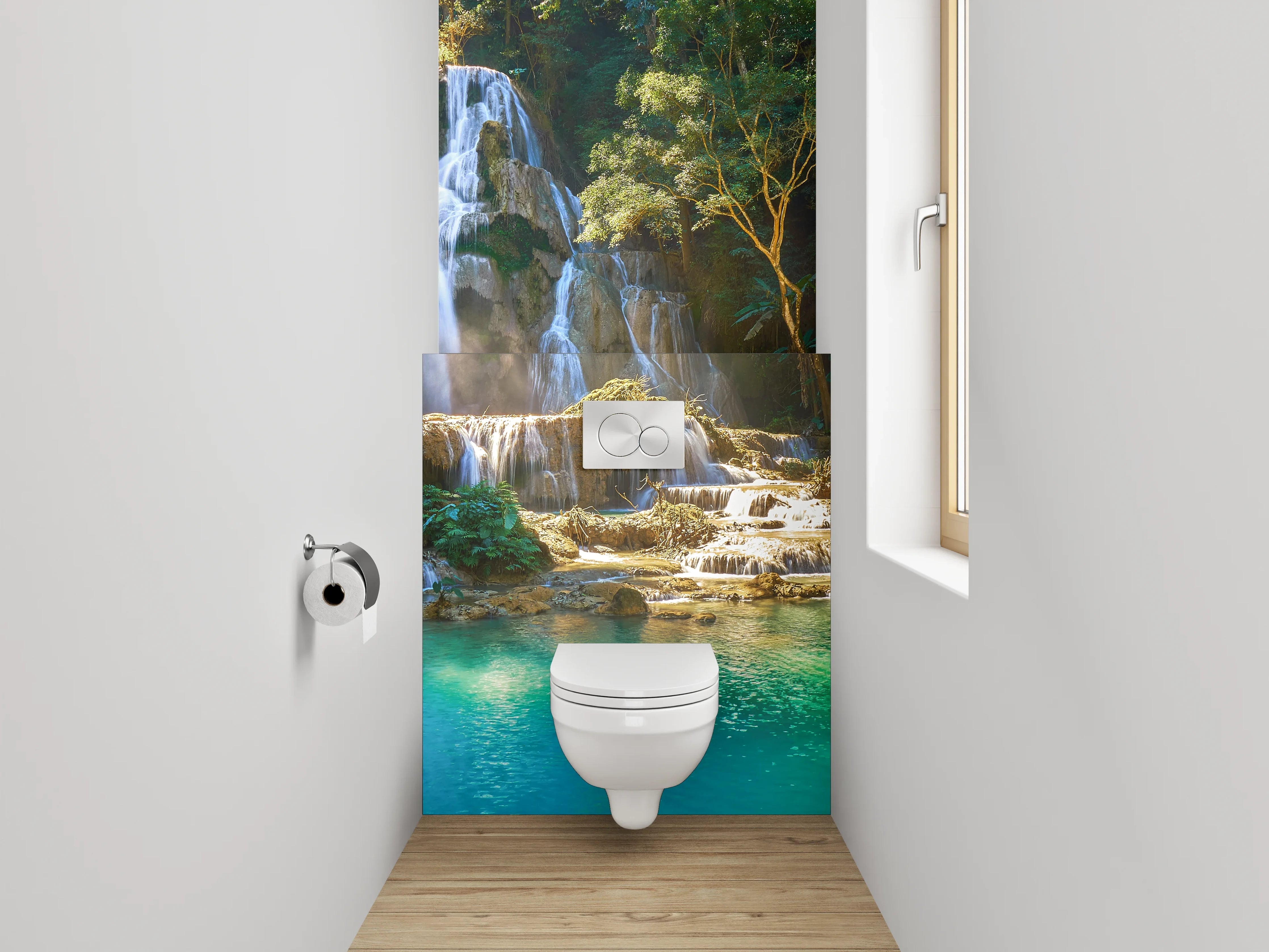 WC-Rückwand - Erfrischender Wasserfall im Dschungel