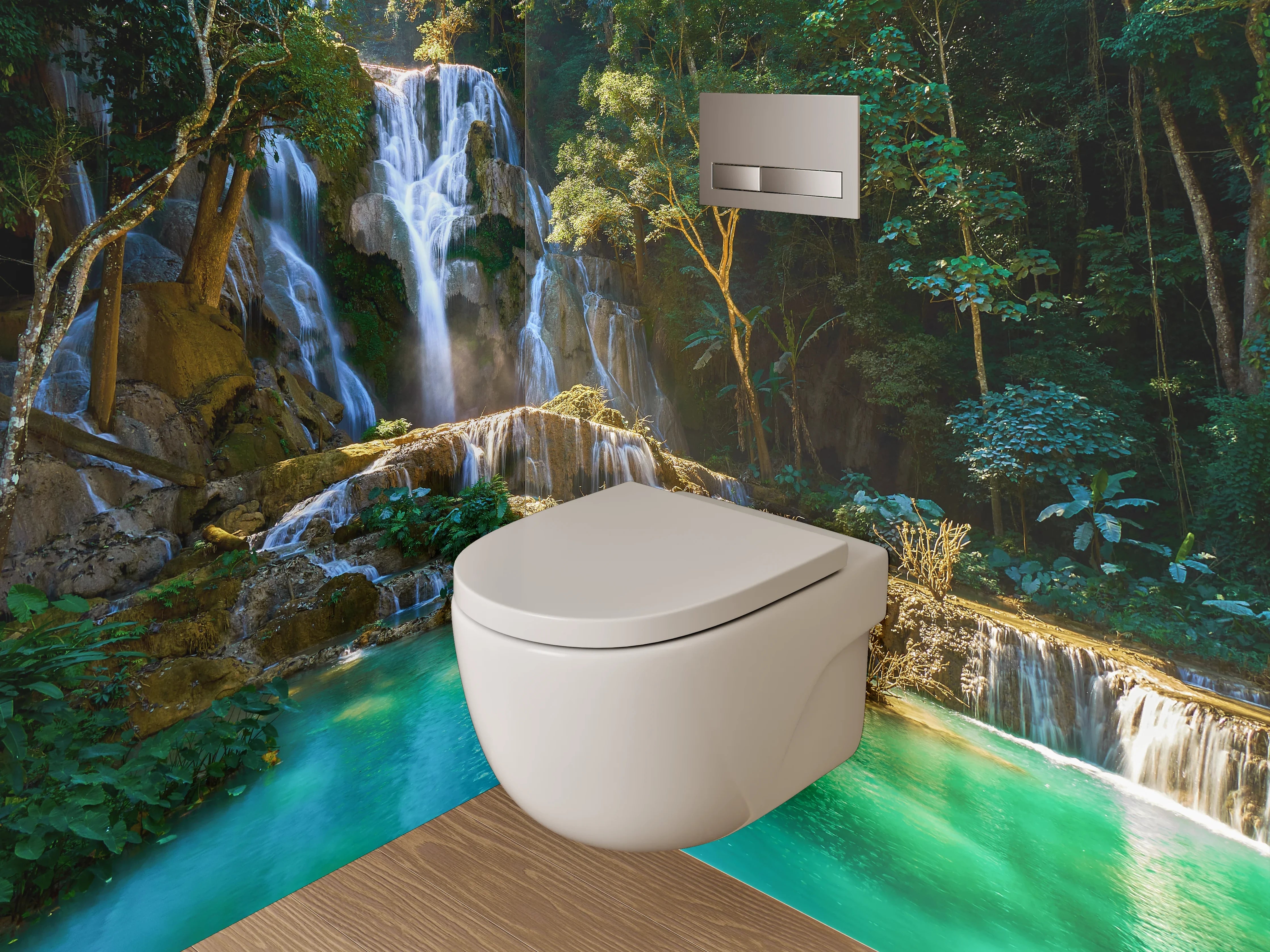 WC-Rückwand - Erfrischender Wasserfall im Dschungel