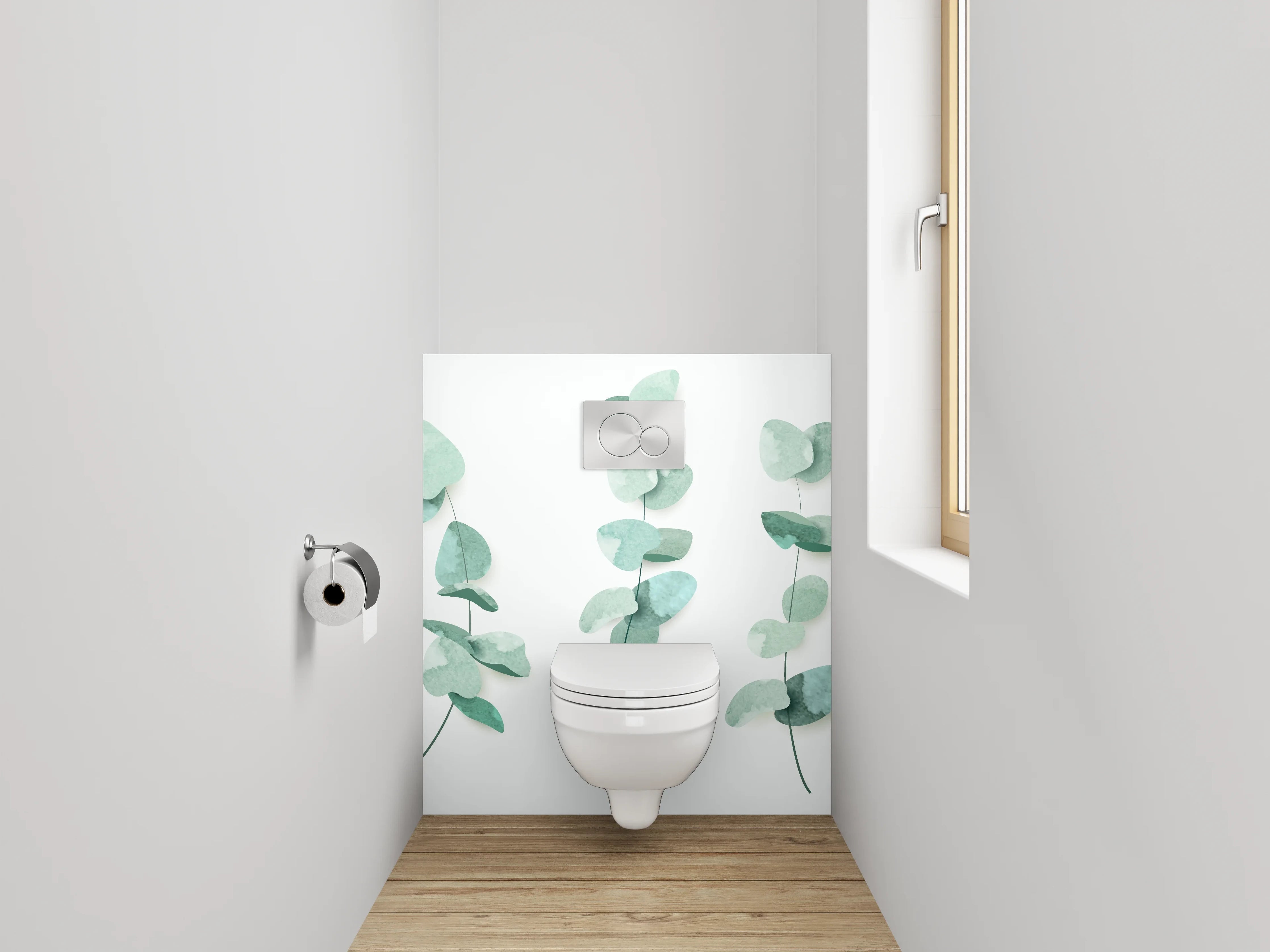 WC-Rückwand - Eukalyptus Aquarell Modern