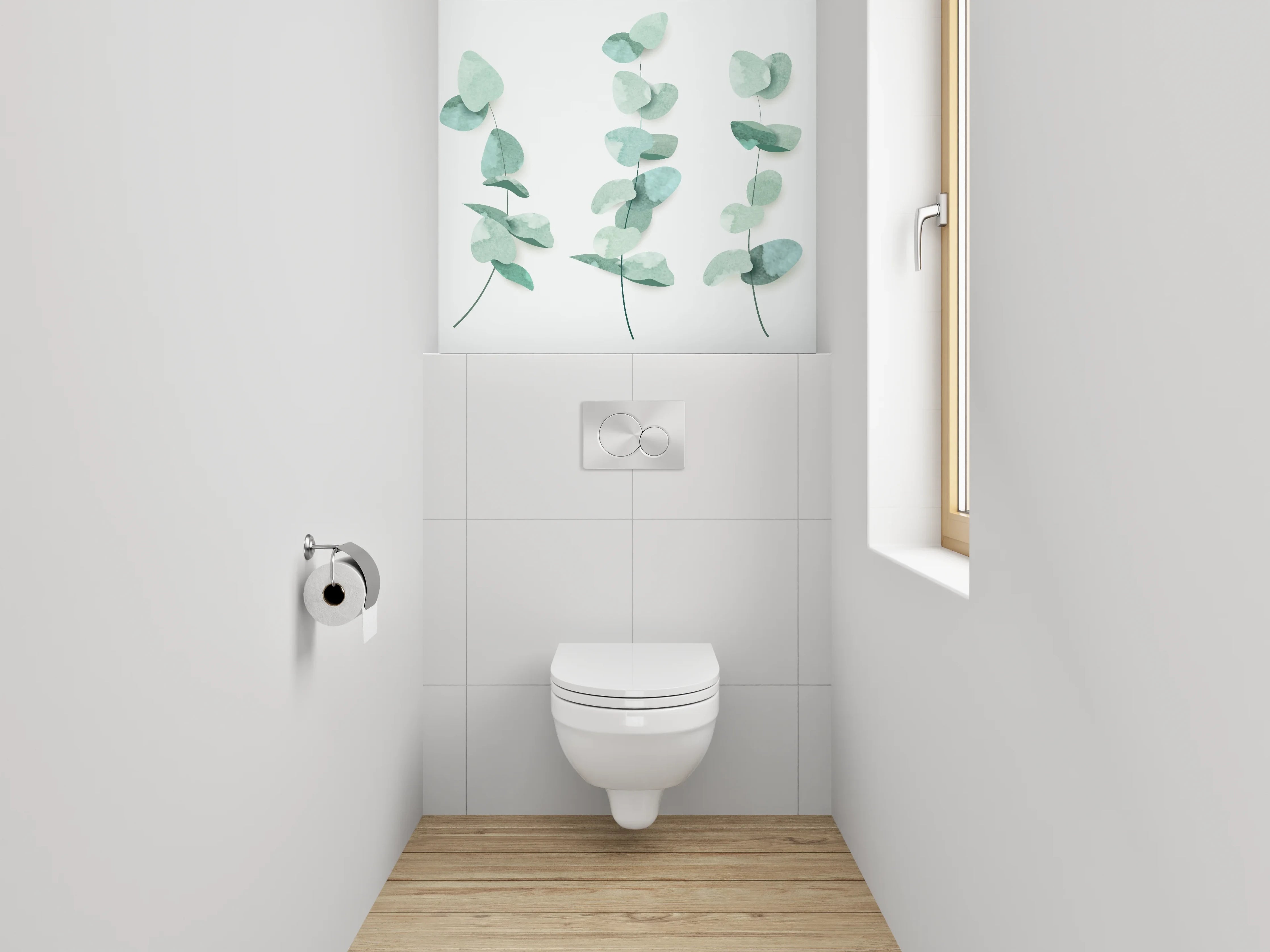 WC-Rückwand - Eukalyptus Aquarell Modern