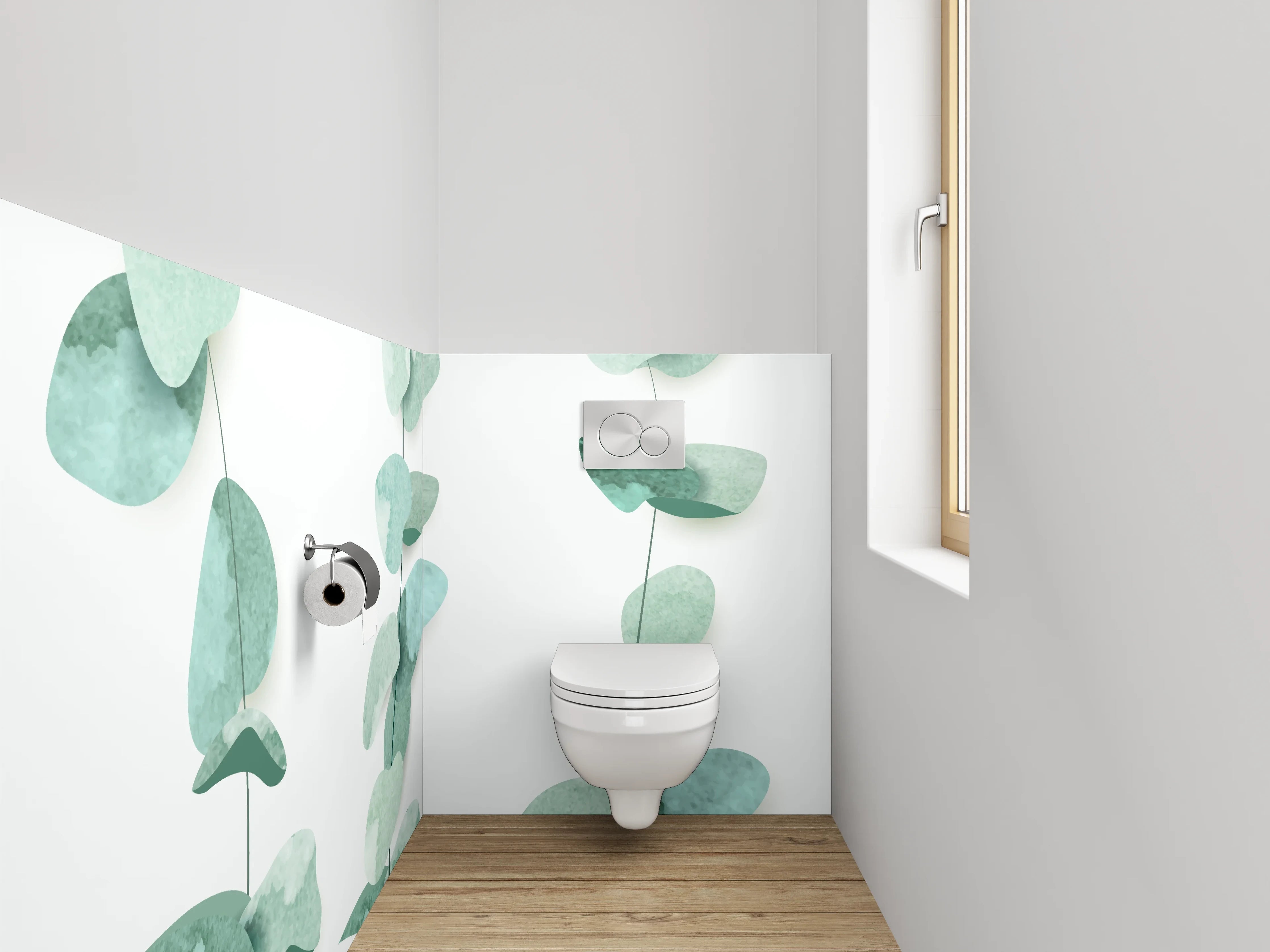 WC-Rückwand - Eukalyptus Aquarell Modern