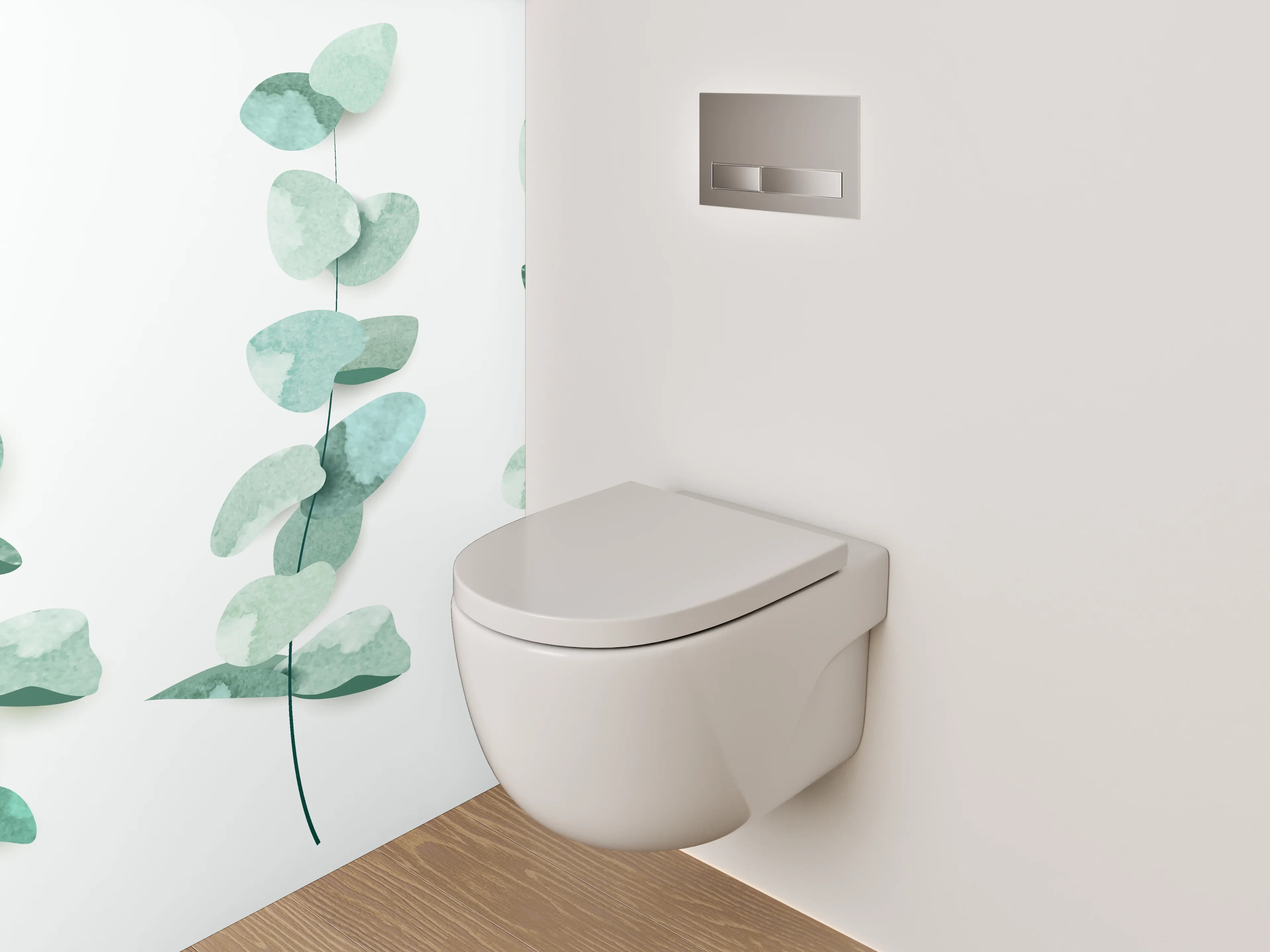 WC-Rückwand - Eukalyptus Aquarell Modern