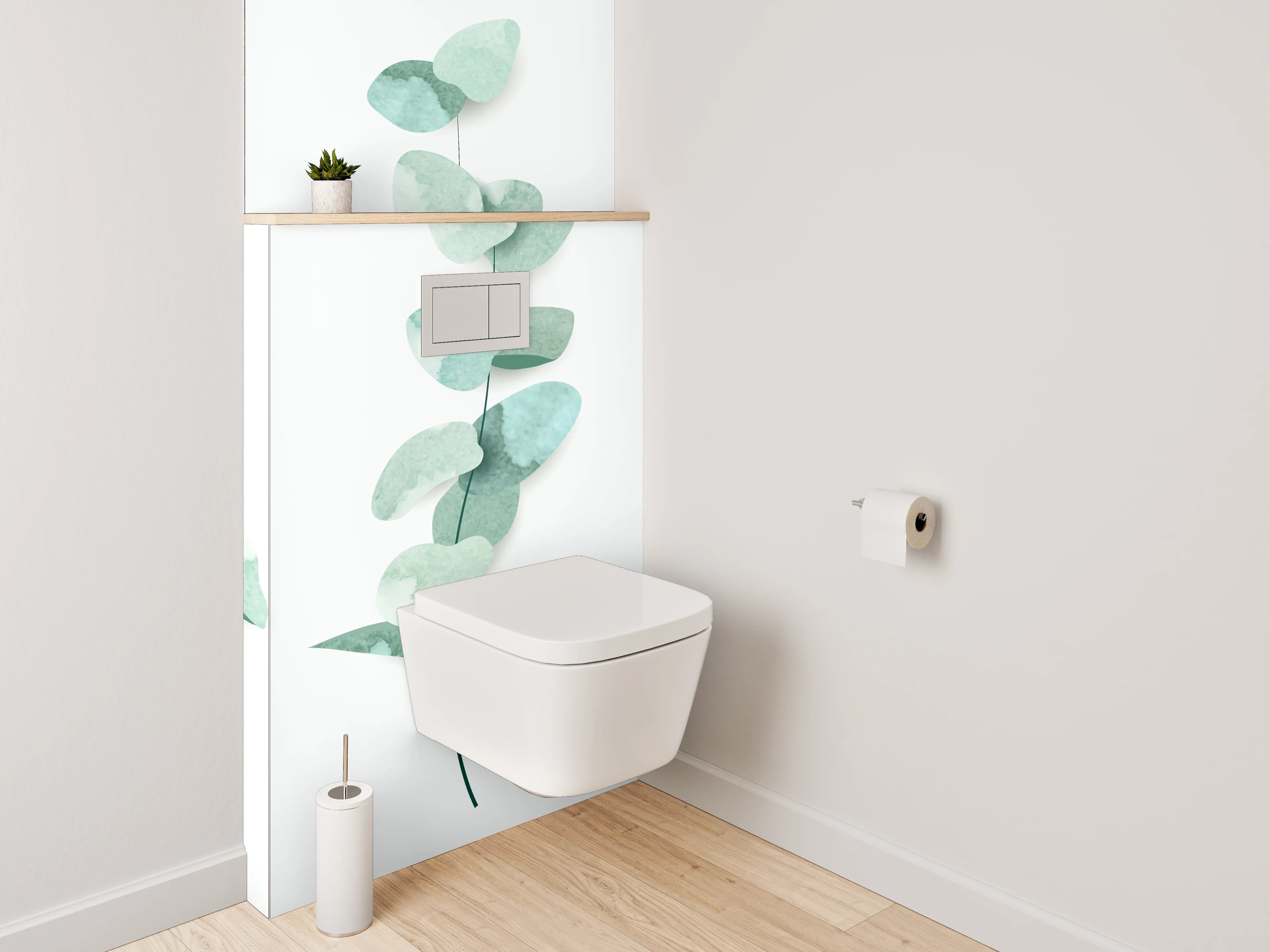 WC-Rückwand - Eukalyptus Aquarell Modern