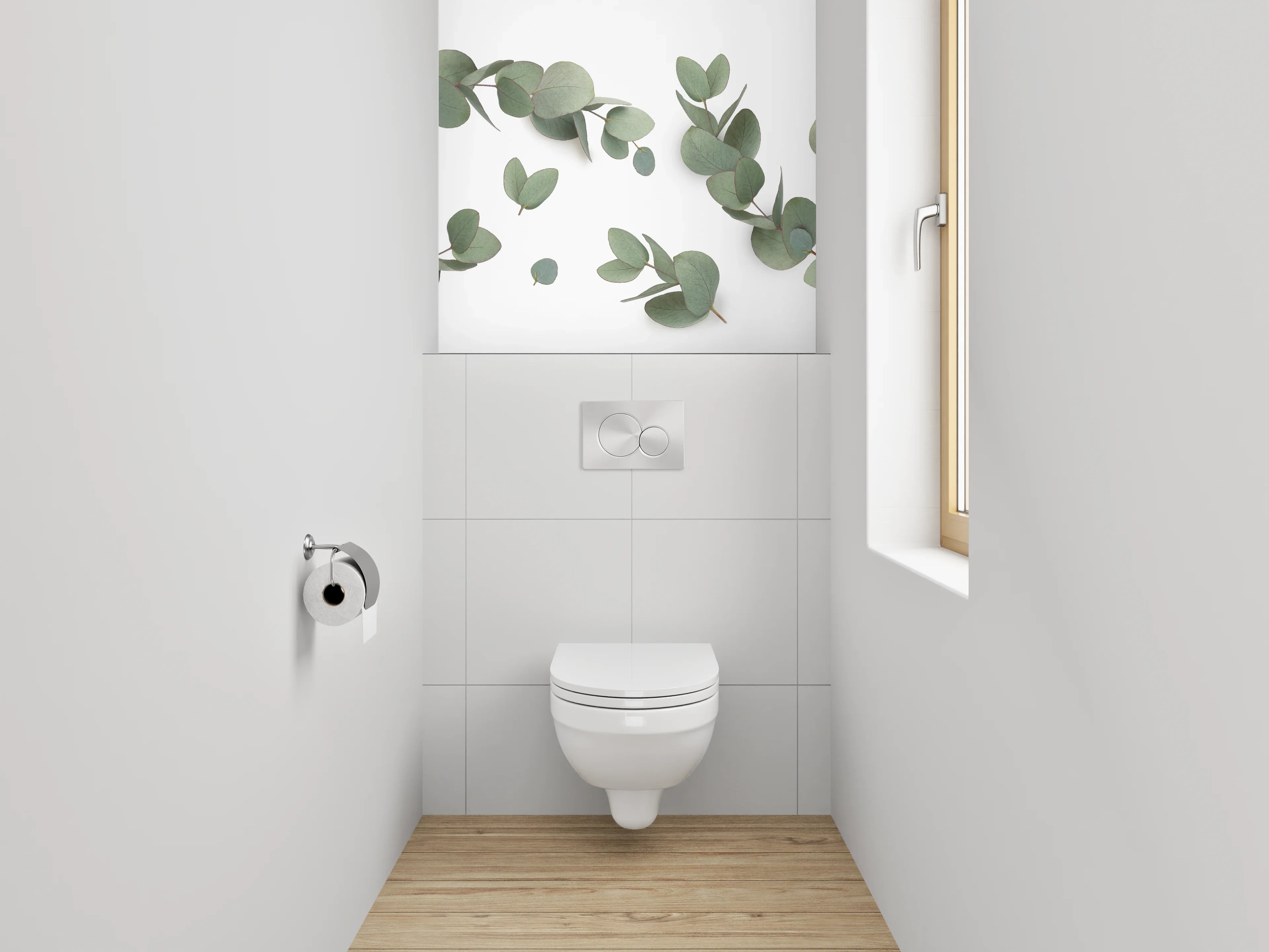 WC-Rückwand - Eukalyptus Blätter Minimal Design