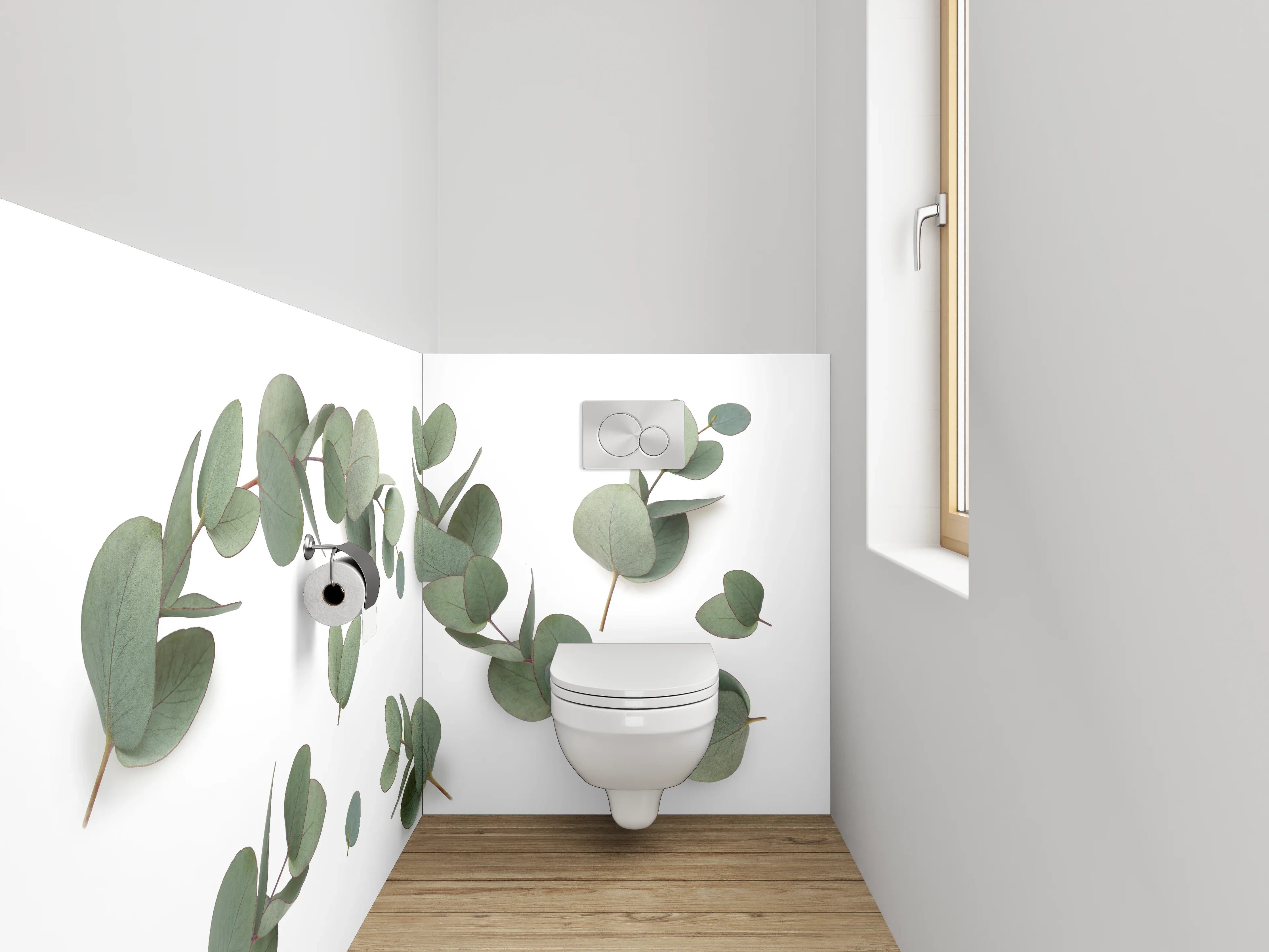 WC-Rückwand - Eukalyptus Blätter Minimal Design