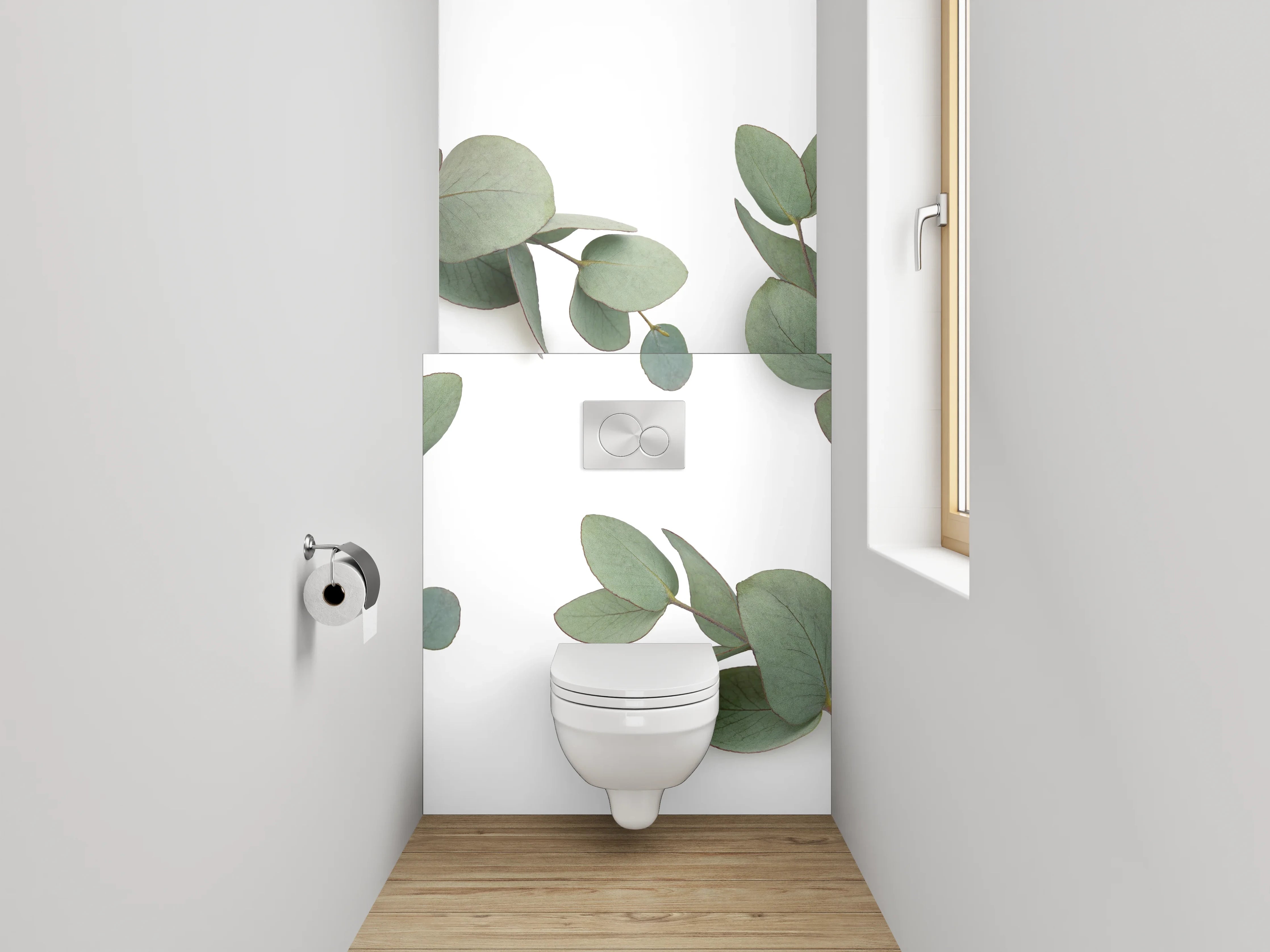 WC-Rückwand - Eukalyptus Blätter Minimal Design