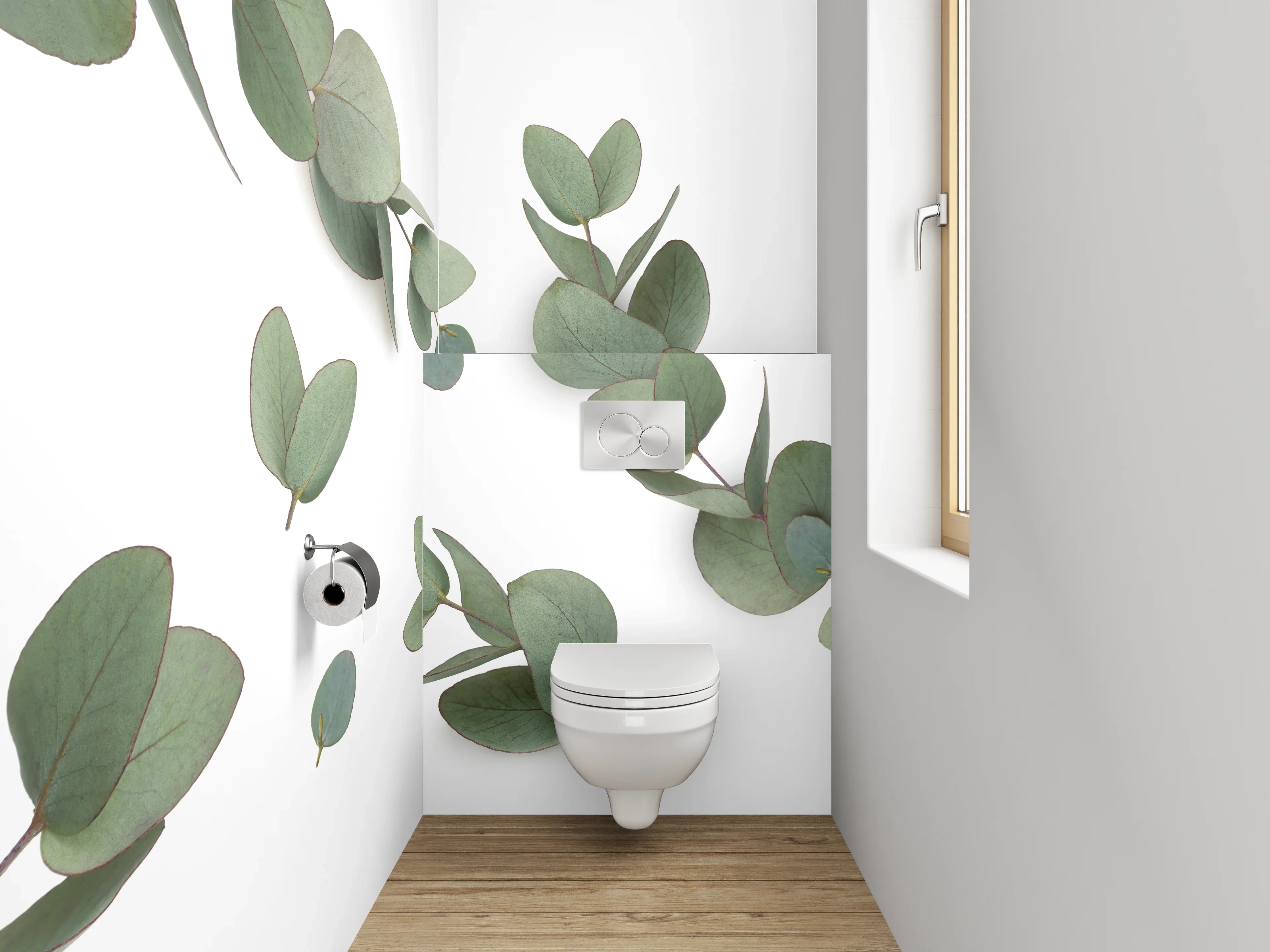 WC-Rückwand - Eukalyptus Blätter Minimal Design