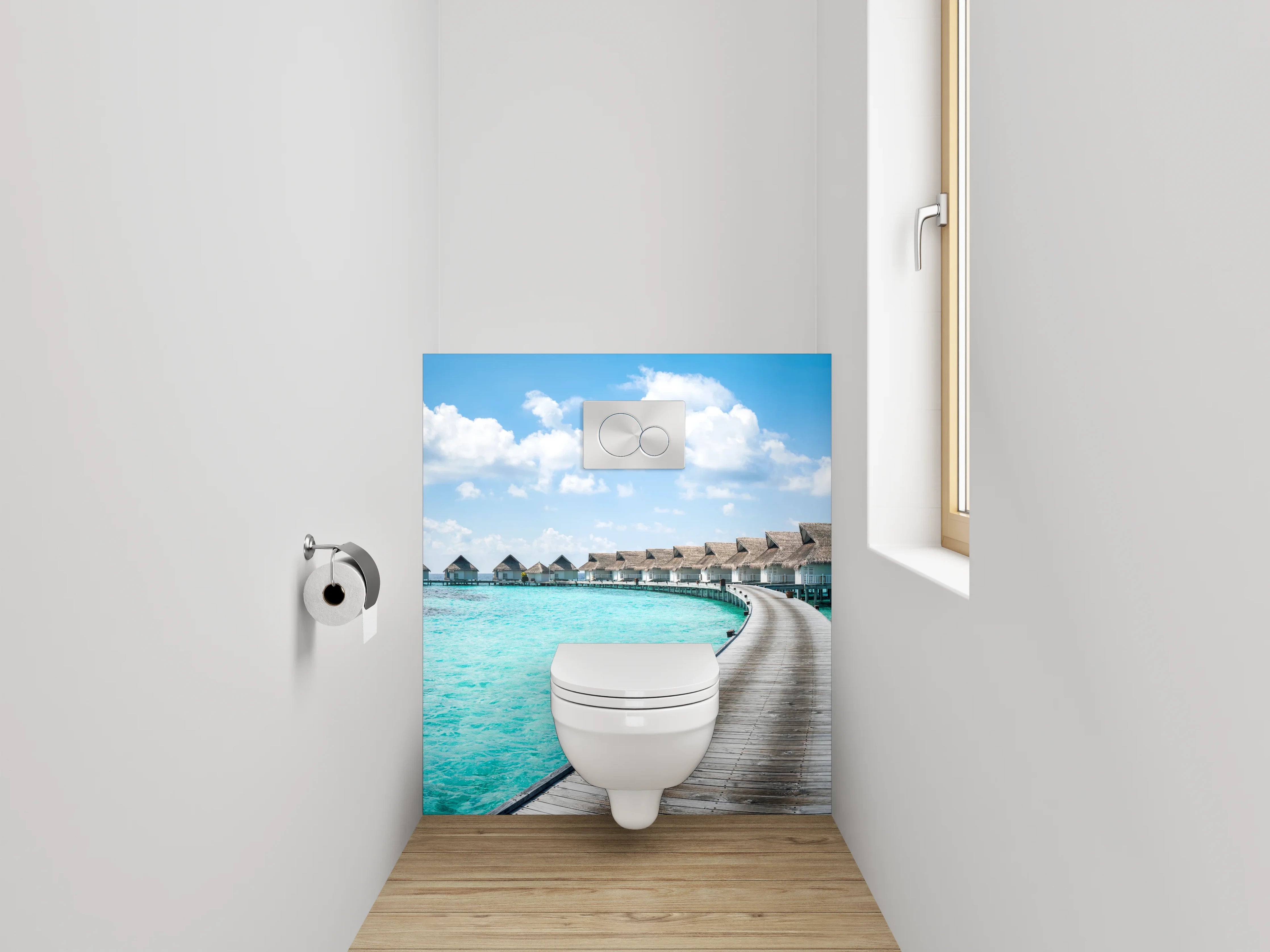 WC-Rückwand - Exklusive Malediven Wasserbungalows Fotomotiv
