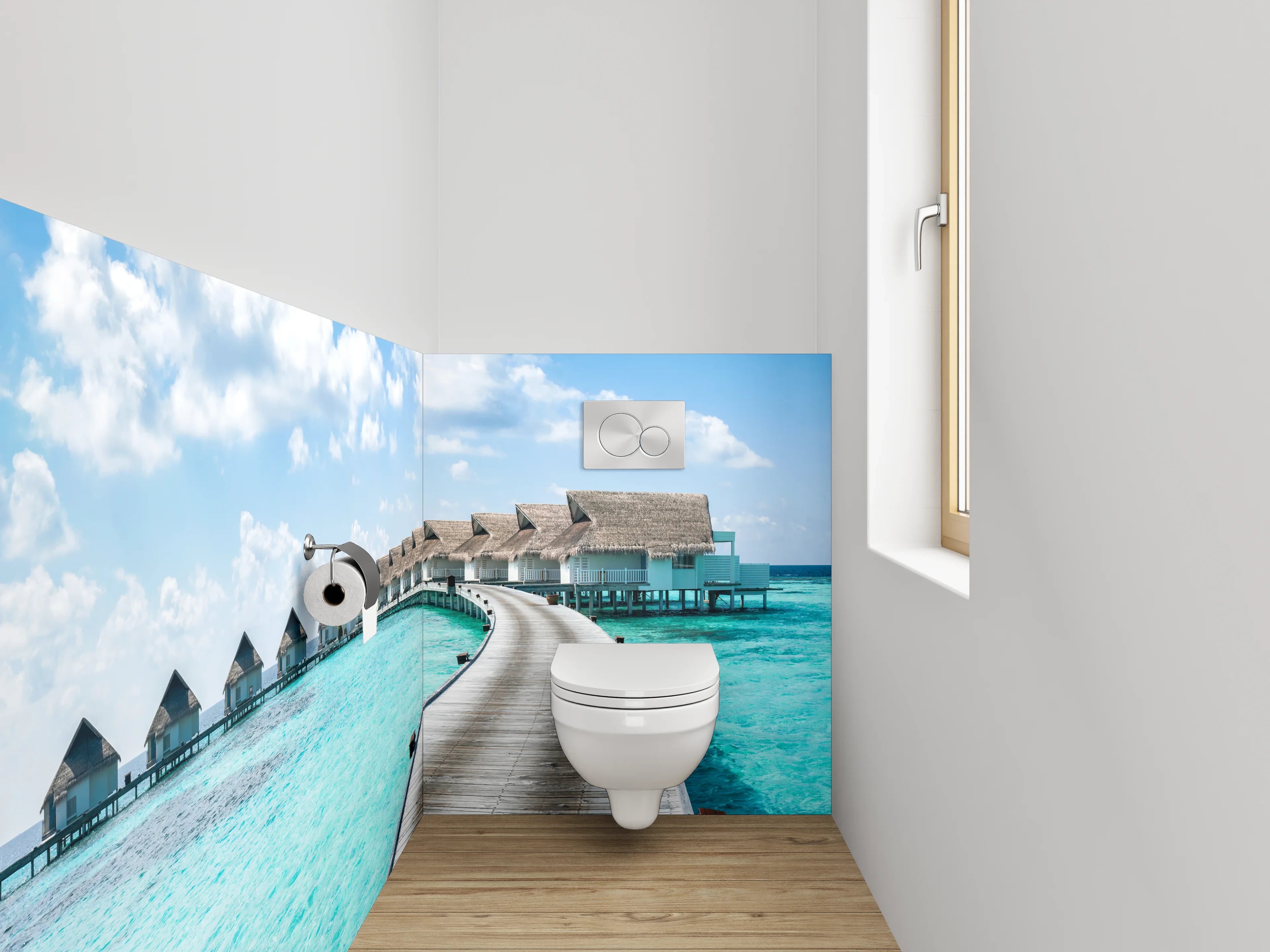 WC-Rückwand - Exklusive Malediven Wasserbungalows Fotomotiv