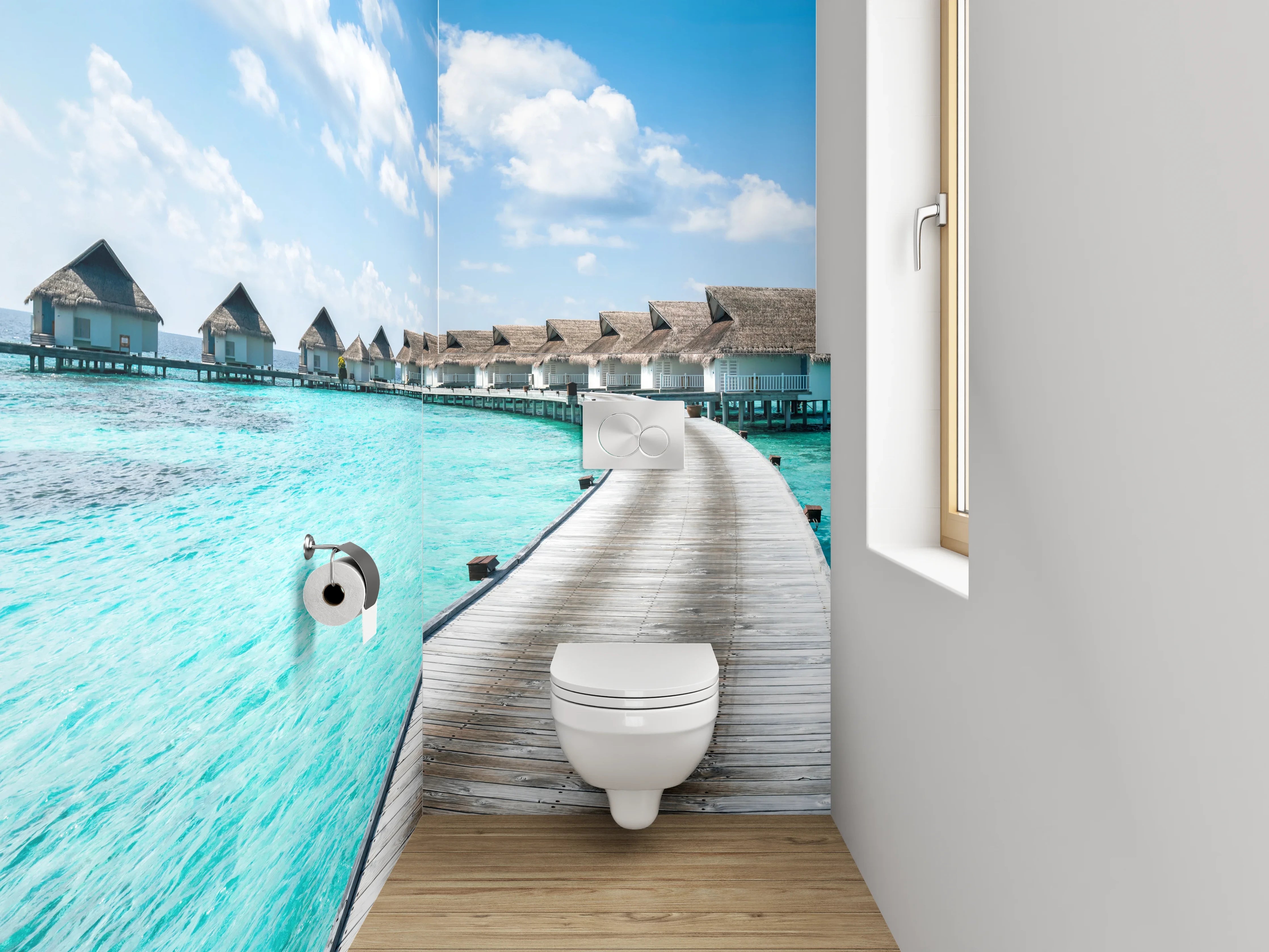 WC-Rückwand - Exklusive Malediven Wasserbungalows Fotomotiv
