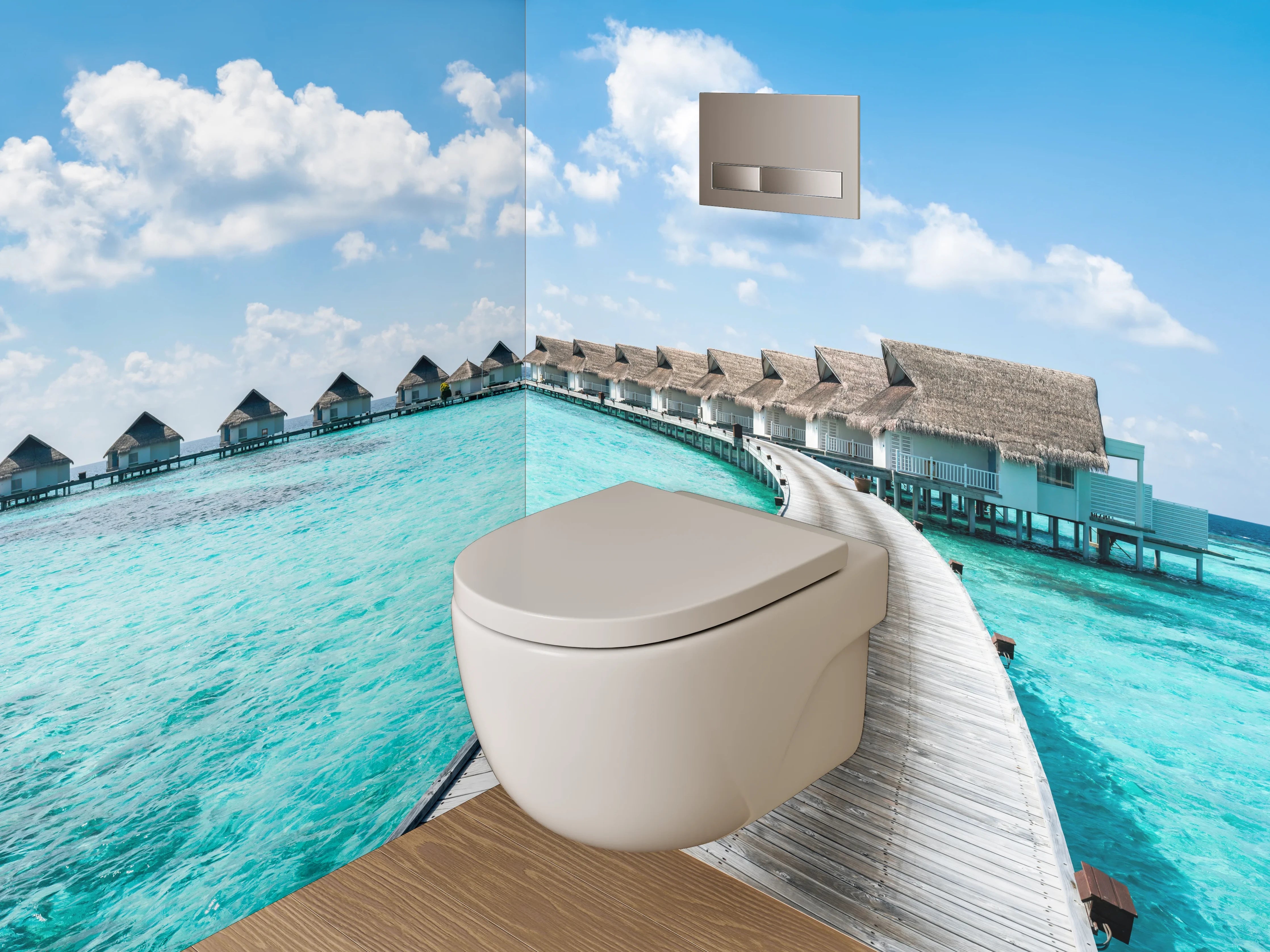 WC-Rückwand - Exklusive Malediven Wasserbungalows Fotomotiv