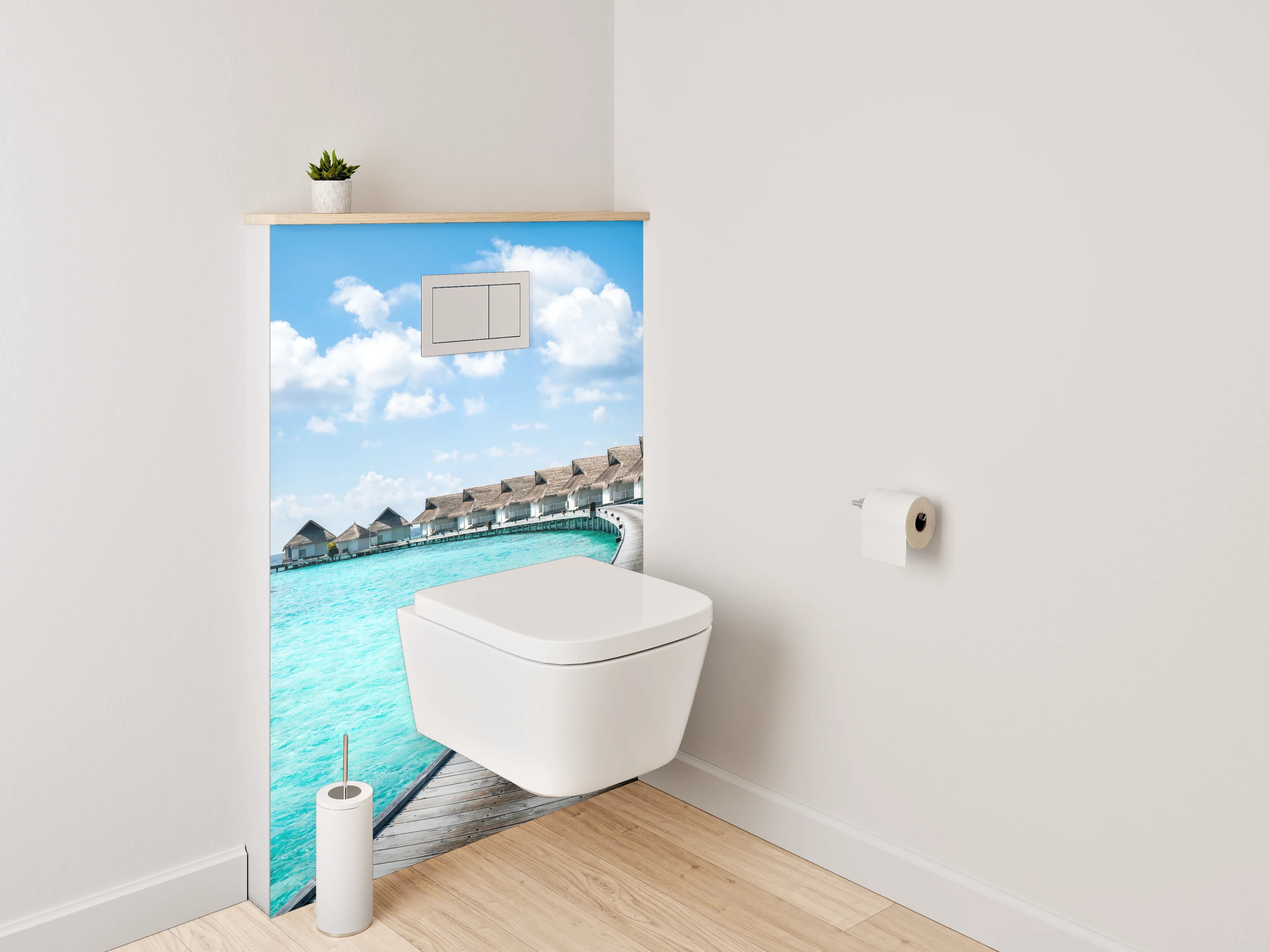 WC-Rückwand - Exklusive Malediven Wasserbungalows Fotomotiv