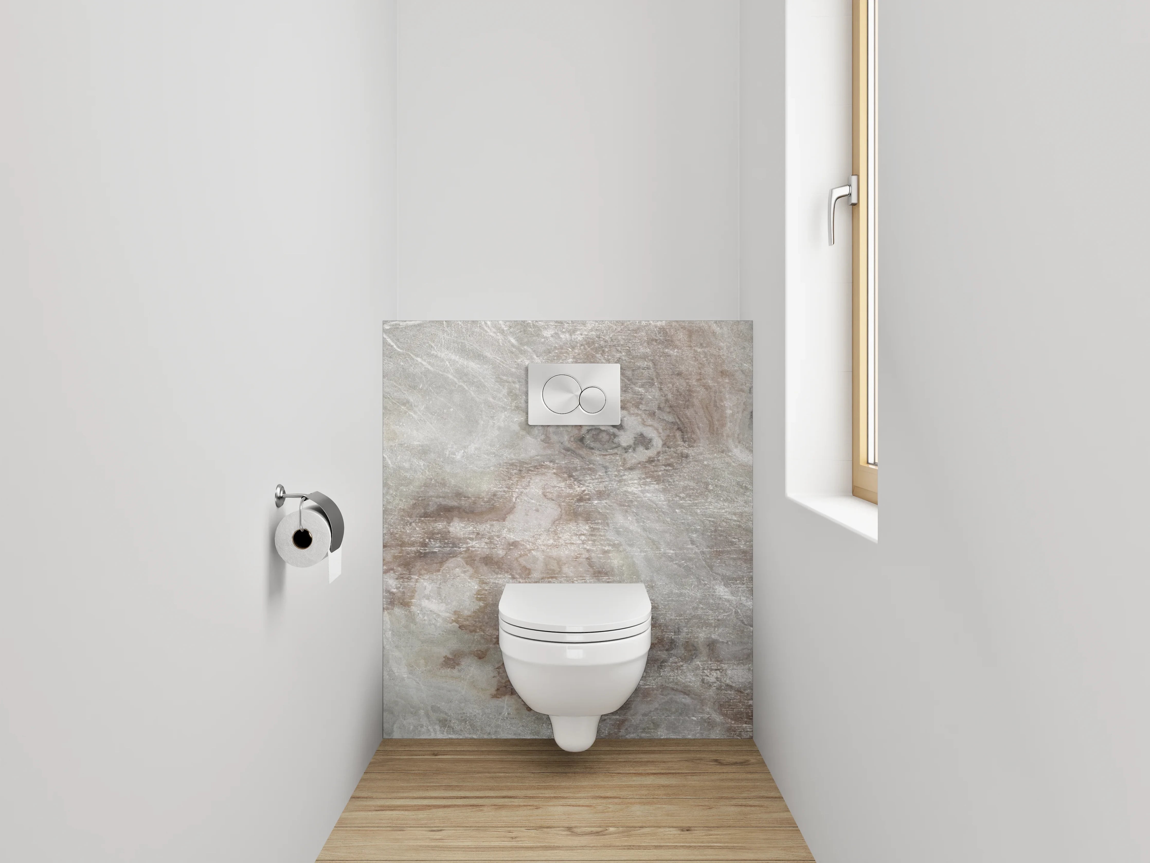 WC-Rückwand - Exklusive Marmoroptik Weiß Grau Braun