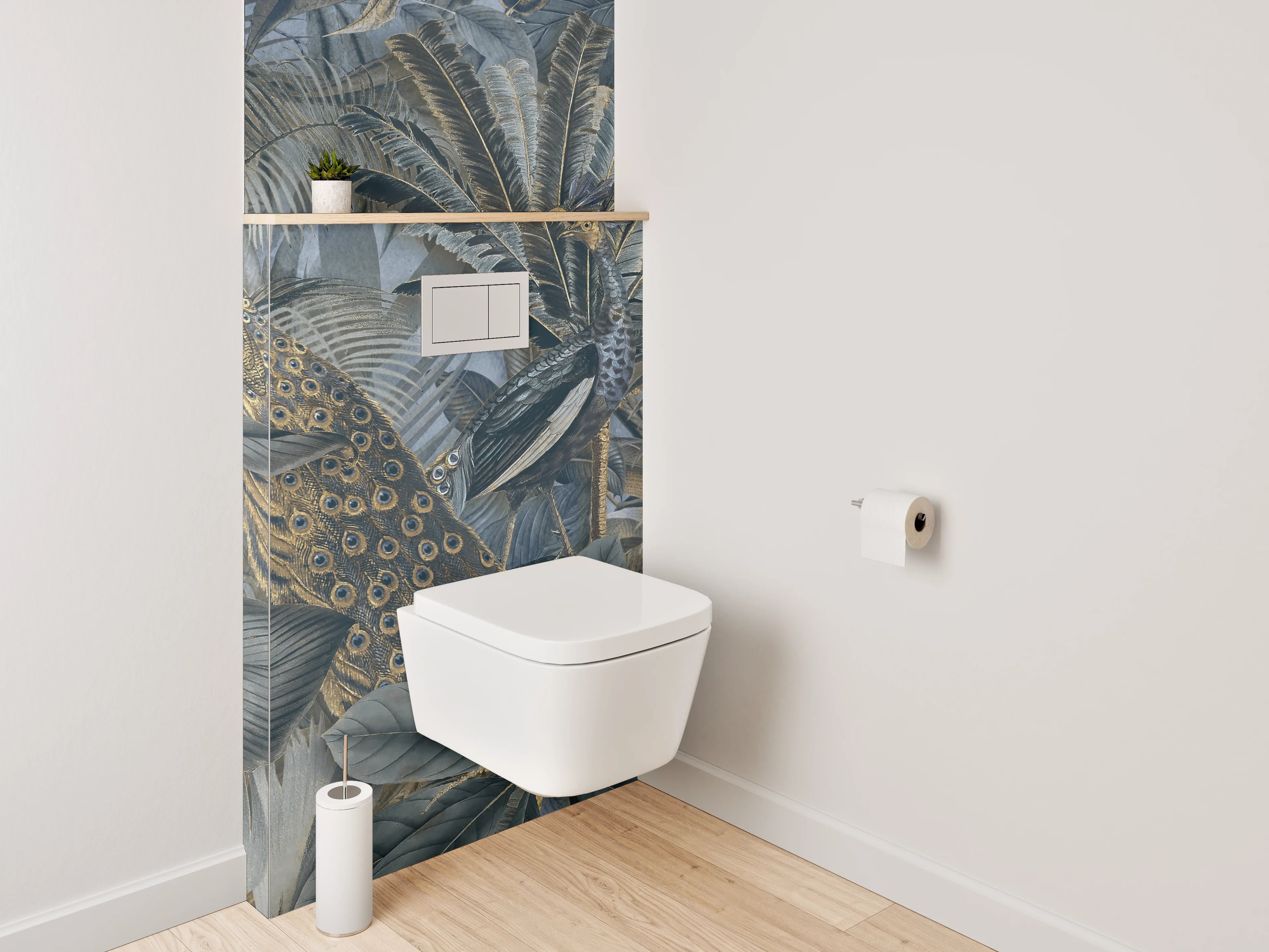 WC-Rückwand - Exotische Dschungel-Pfauen Tapete