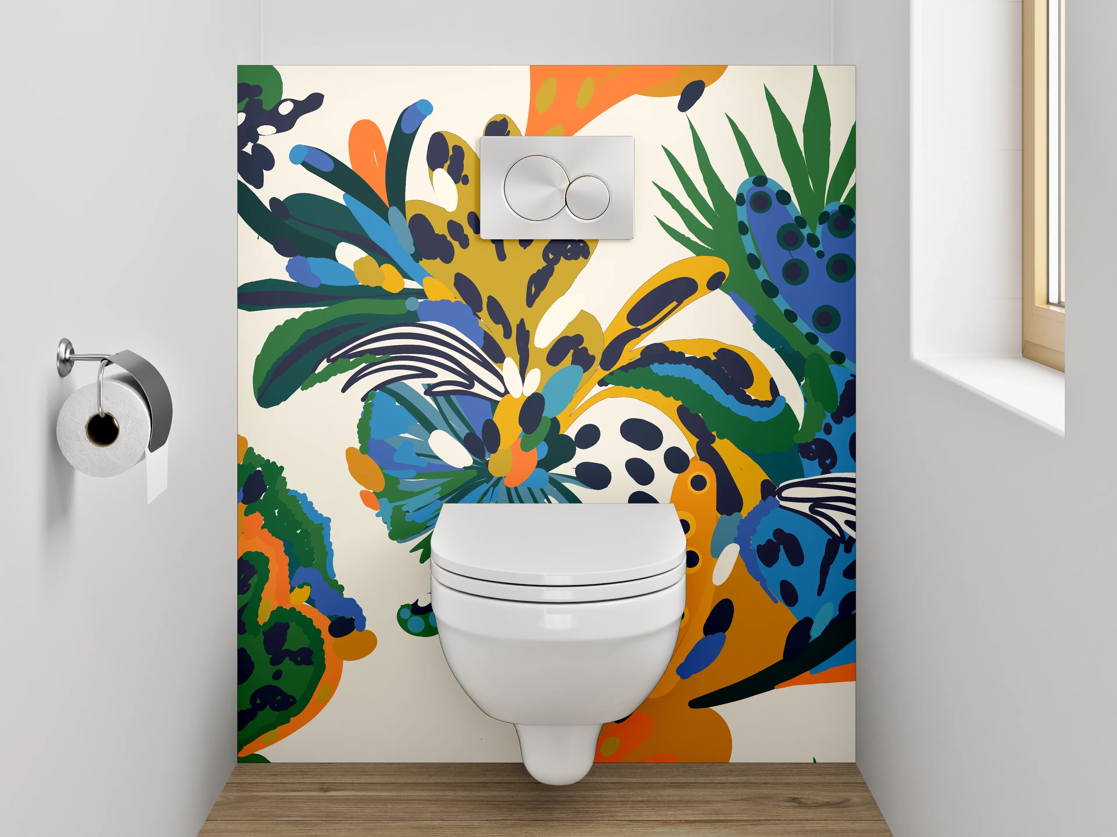 WC-Rückwand - Exotische Dschungel Pflanzen Muster