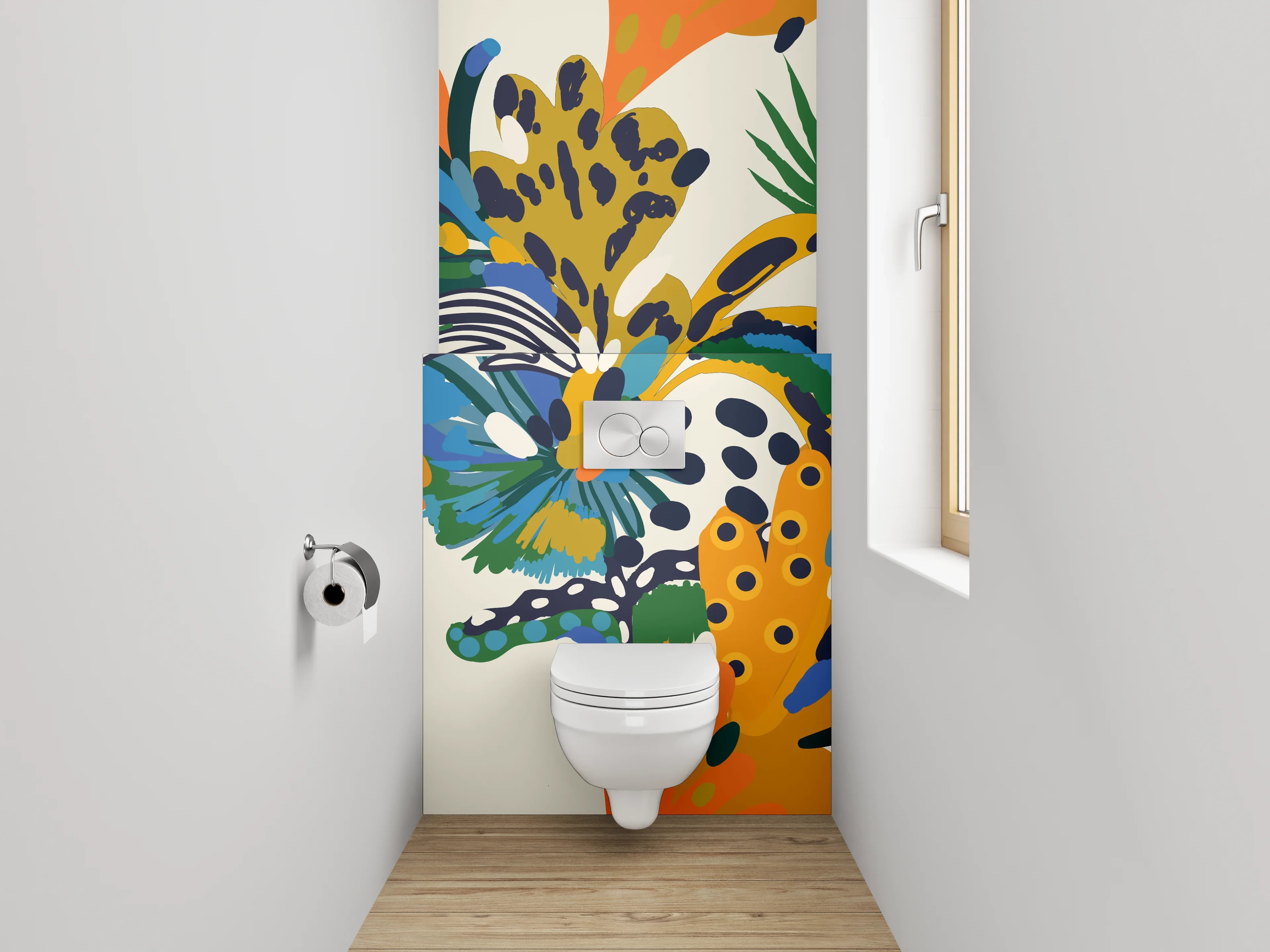 WC-Rückwand - Exotische Dschungel Pflanzen Muster
