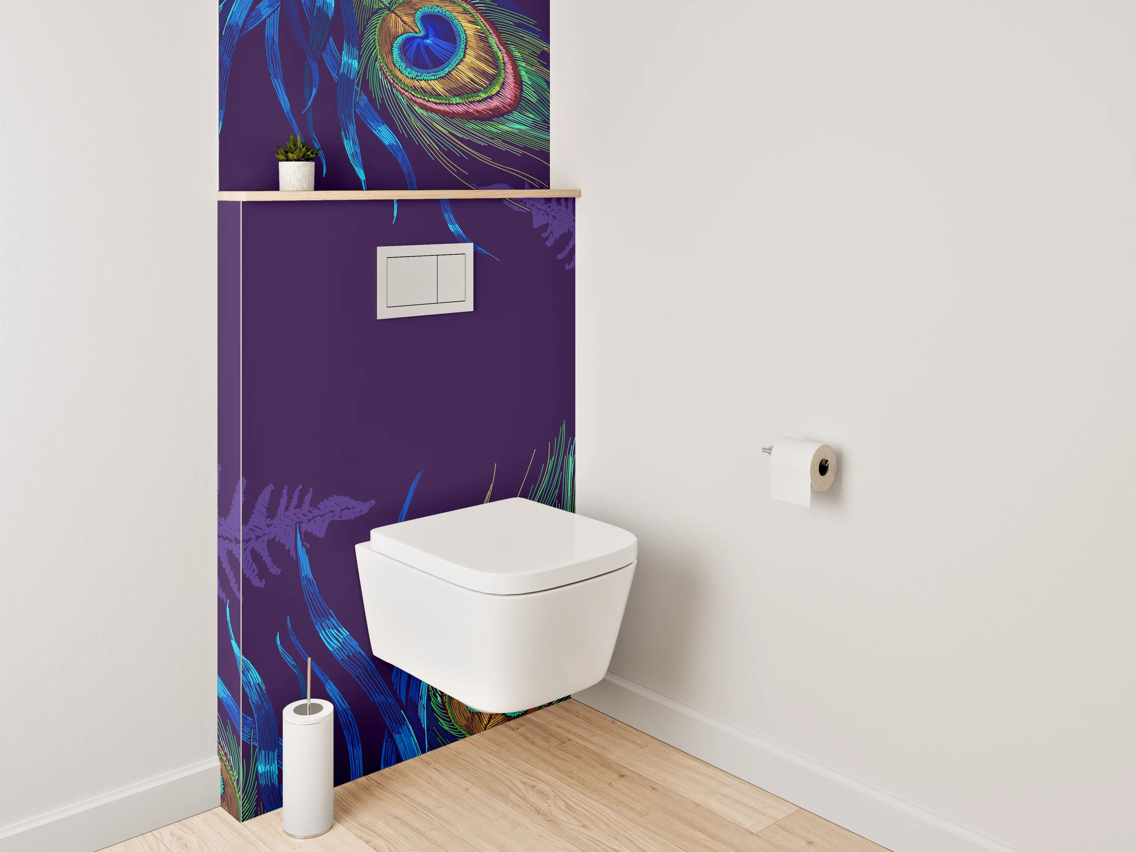 WC-Rückwand - Exotische Pfau Aquarell Dschungel