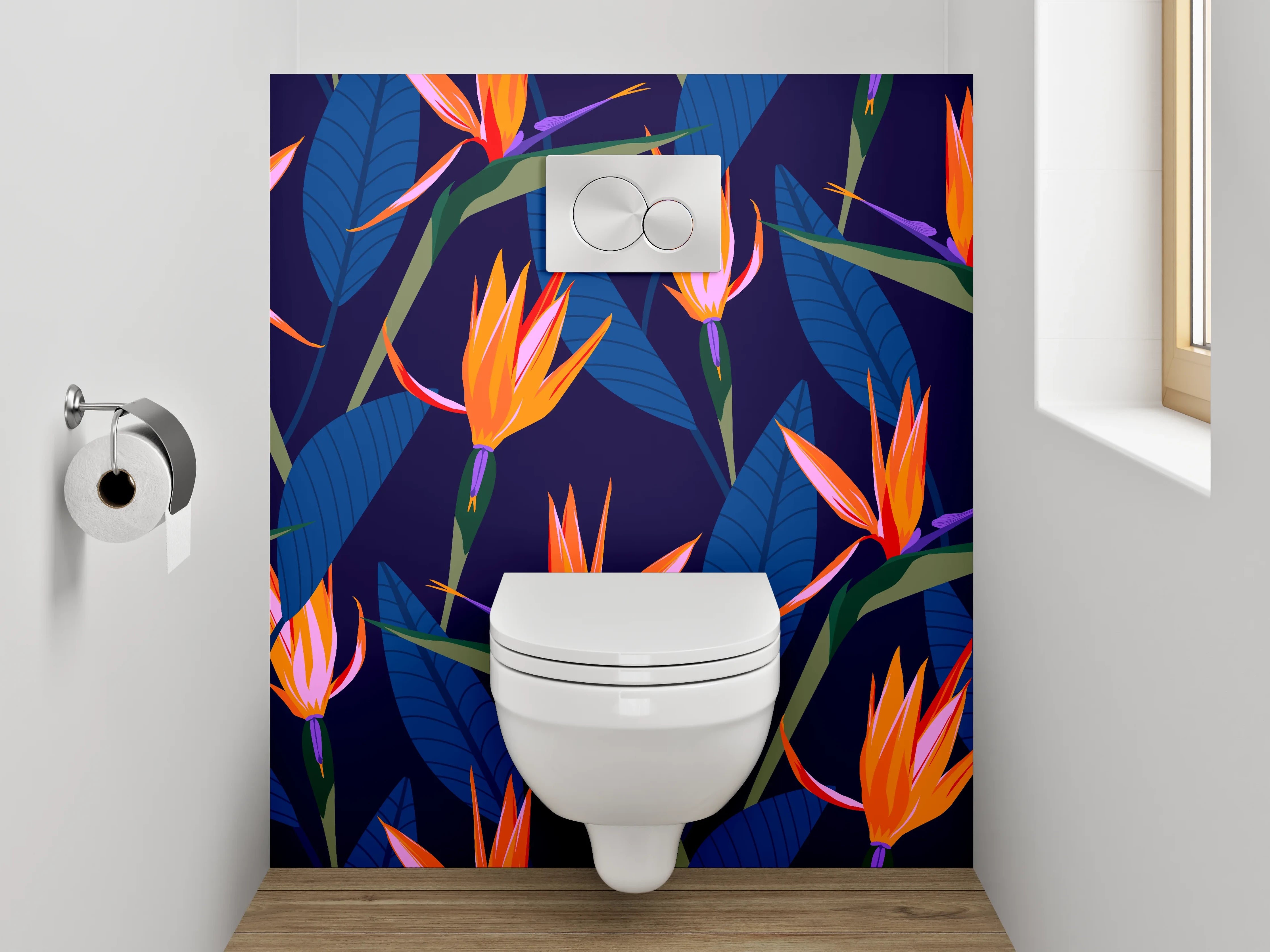 WC-Rückwand - Exotische Strelitzien Blüte Tapete