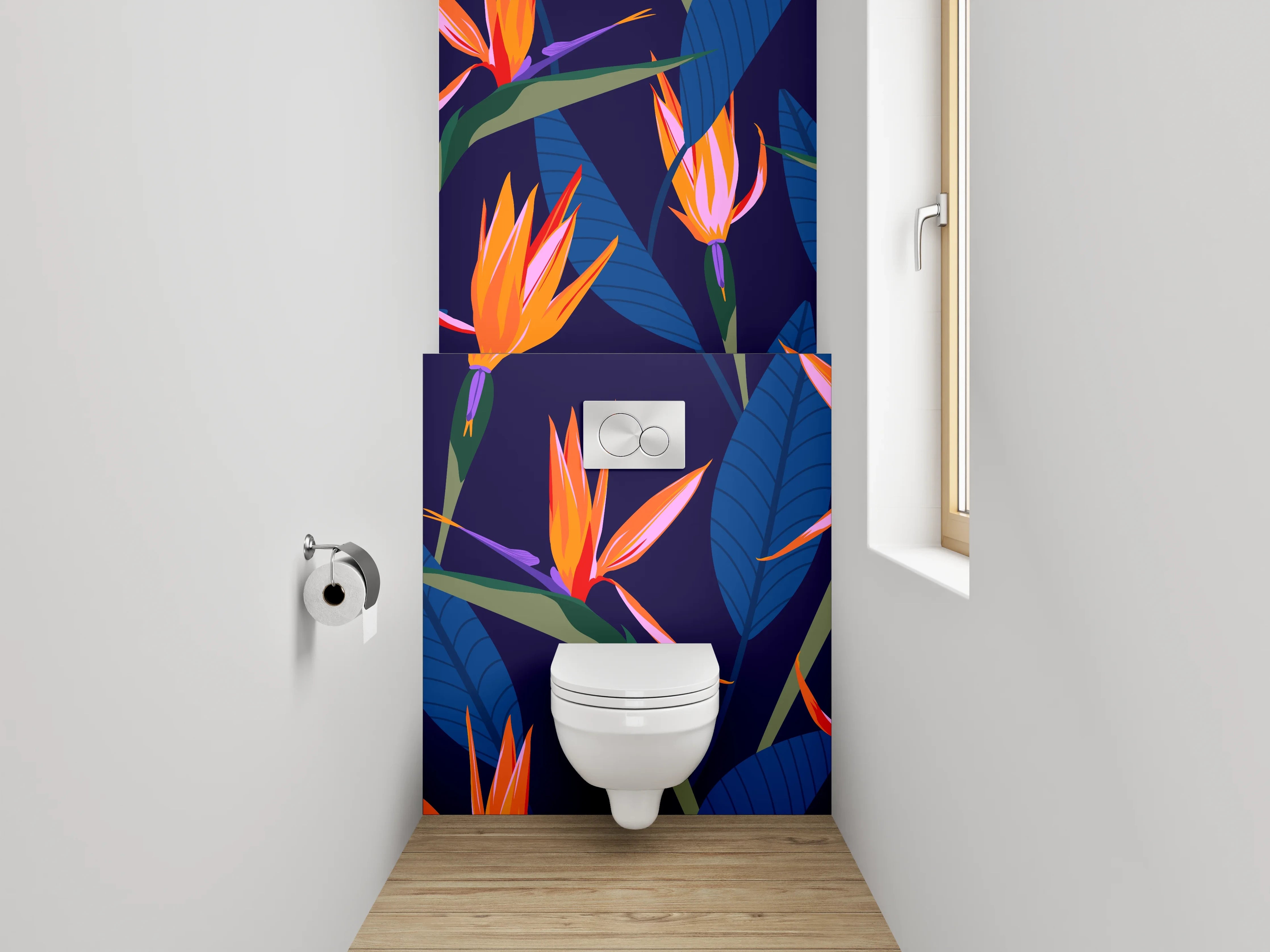 WC-Rückwand - Exotische Strelitzien Blüte Tapete