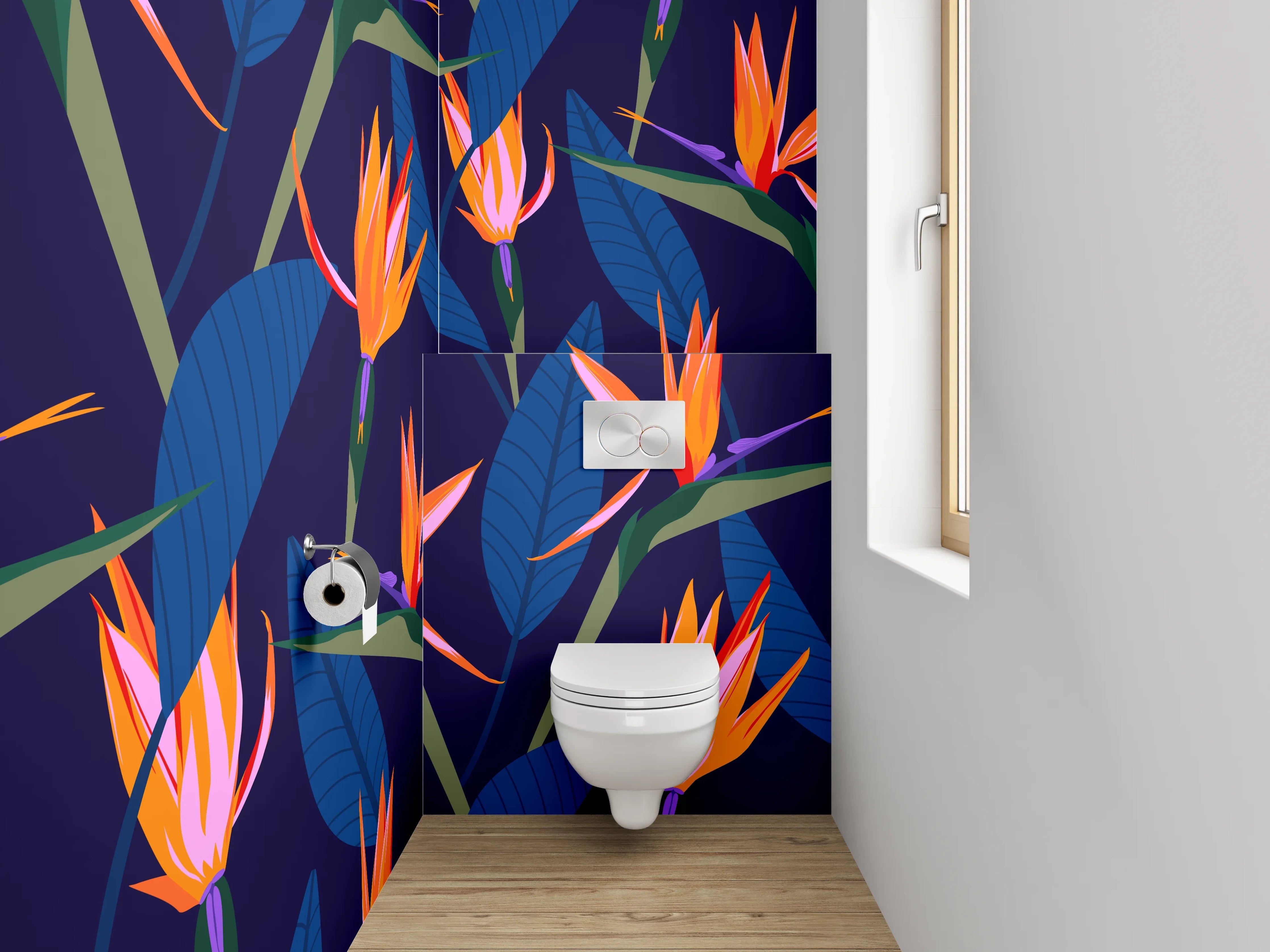 WC-Rückwand - Exotische Strelitzien Blüte Tapete